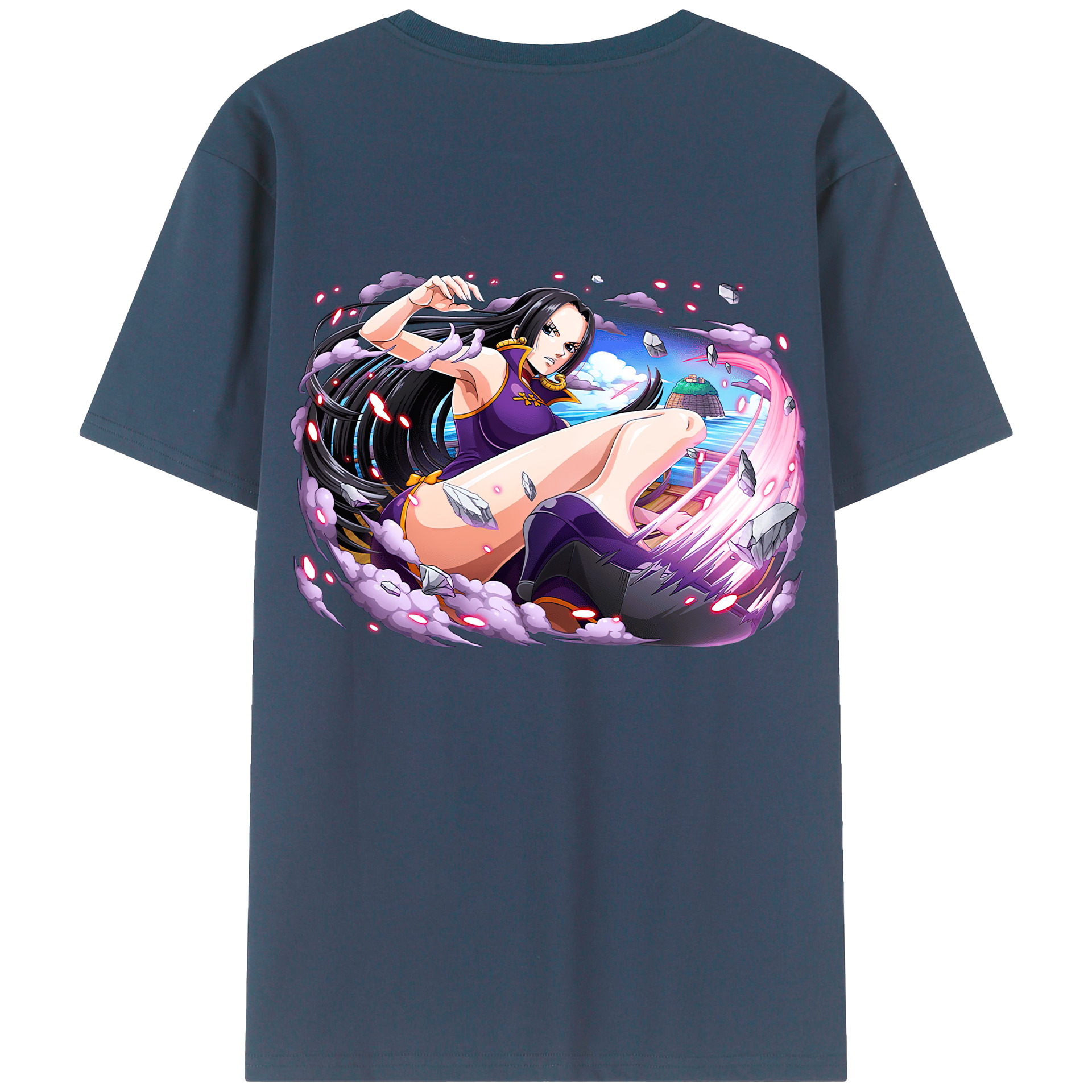 ワンピース ボア・ハンコック ONE PIECE Boa·Hancock 綿100％ メンズ半袖Tシャツ（バックプリント） 通気性