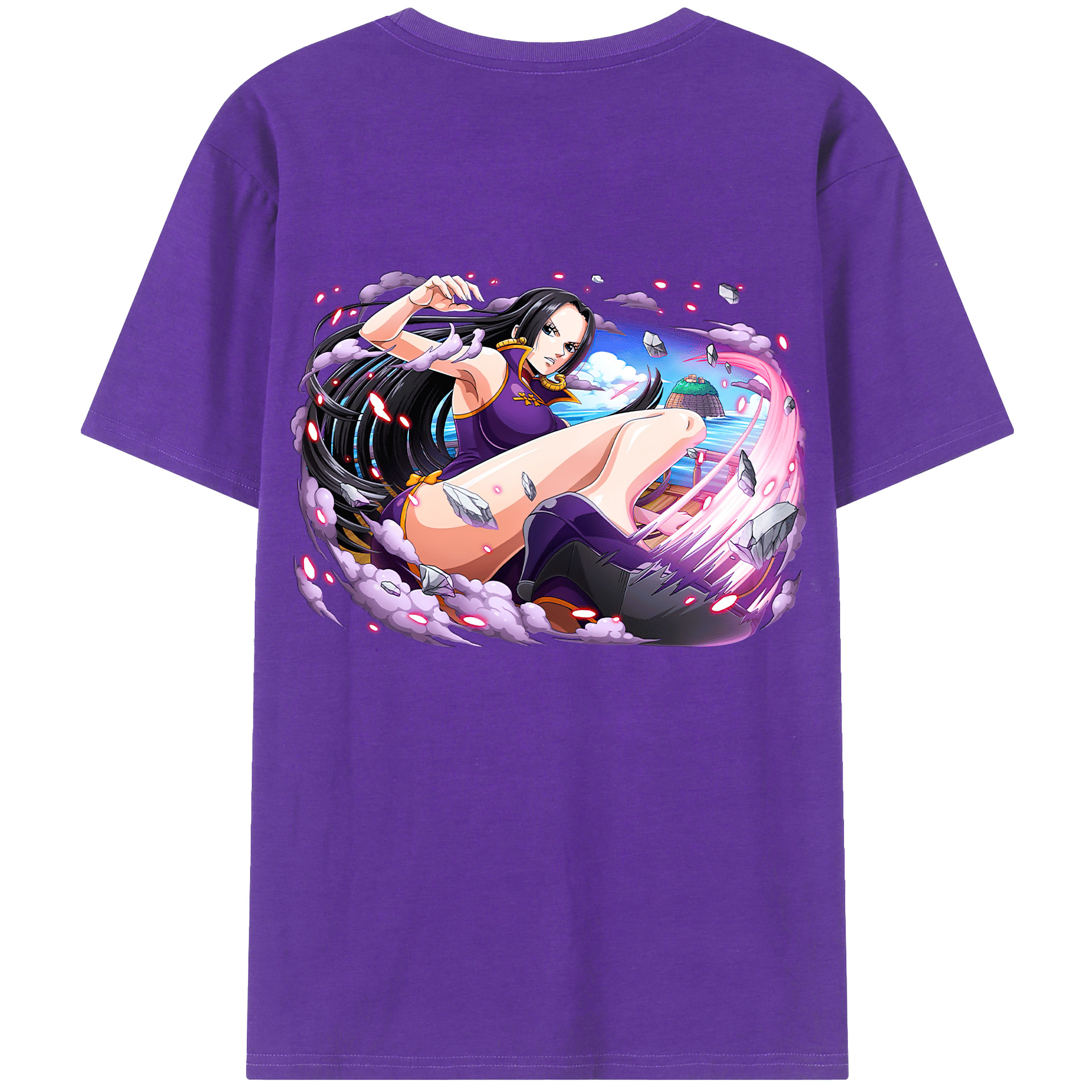 ワンピース ボア・ハンコック ONE PIECE Boa·Hancock 綿100％ メンズ半袖Tシャツ（バックプリント） 通気性
