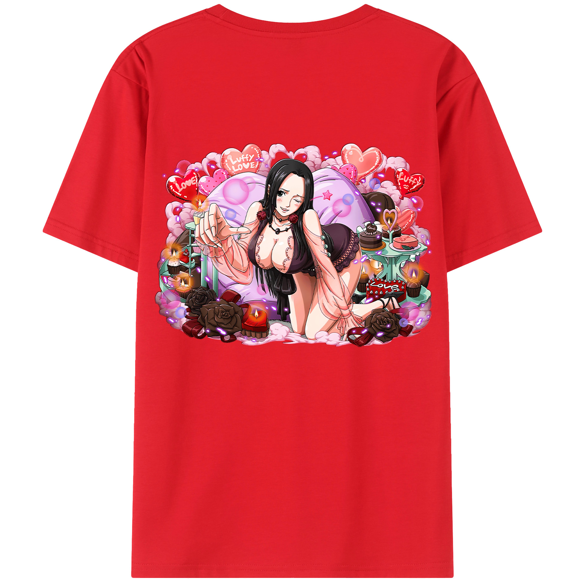 ワンピース ボア・ハンコック ONE PIECE Boa·Hancock 綿100％ メンズ半袖Tシャツ（バックプリント） 通気性