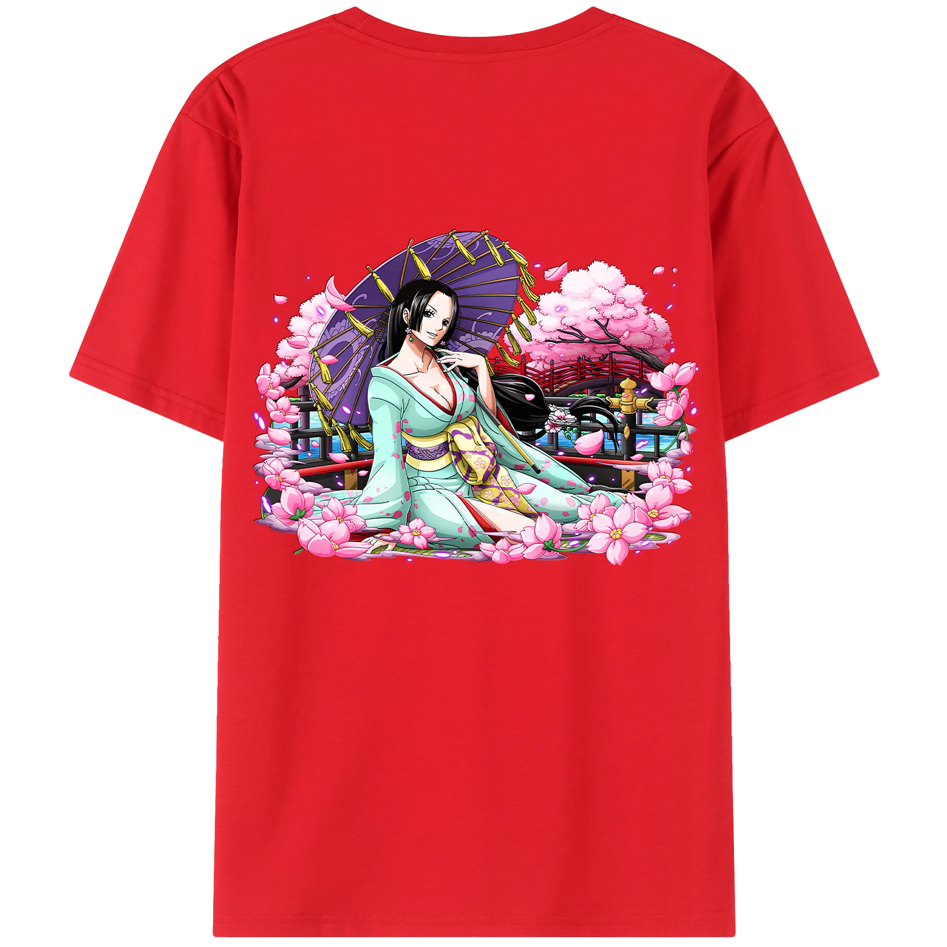 ワンピース ボア・ハンコック ONE PIECE Boa·Hancock 綿100％ メンズ半袖Tシャツ（バックプリント） 通気性