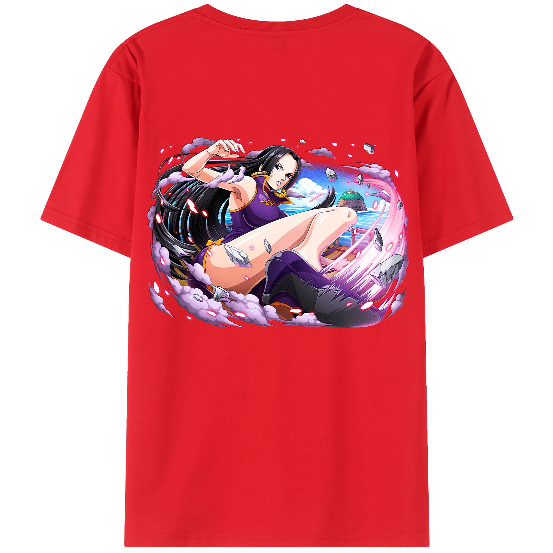 ワンピース ボア・ハンコック ONE PIECE Boa·Hancock 綿100％ メンズ半袖Tシャツ（バックプリント） 通気性