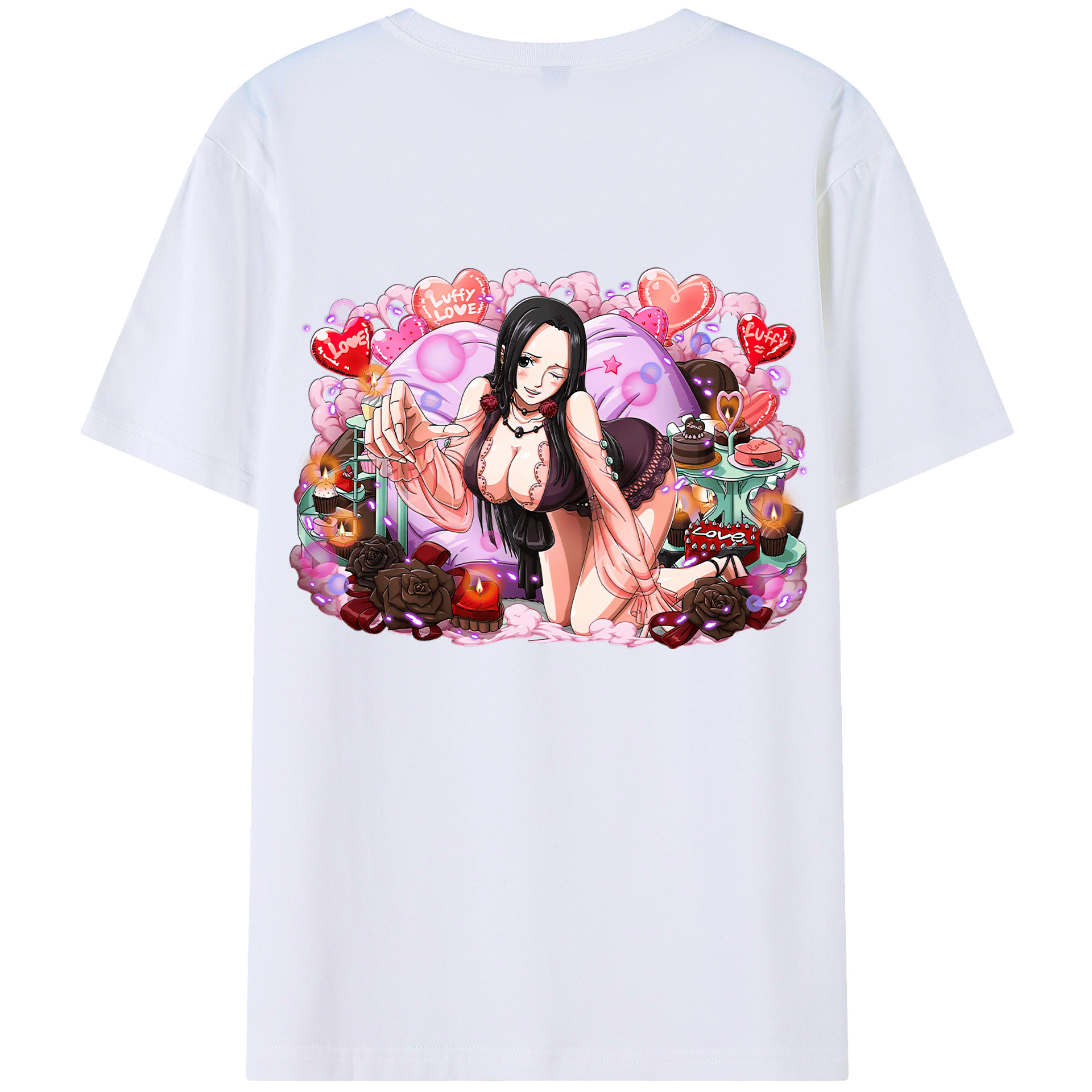 ワンピース ボア・ハンコック ONE PIECE Boa·Hancock 綿100％ メンズ半袖Tシャツ（バックプリント） 通気性