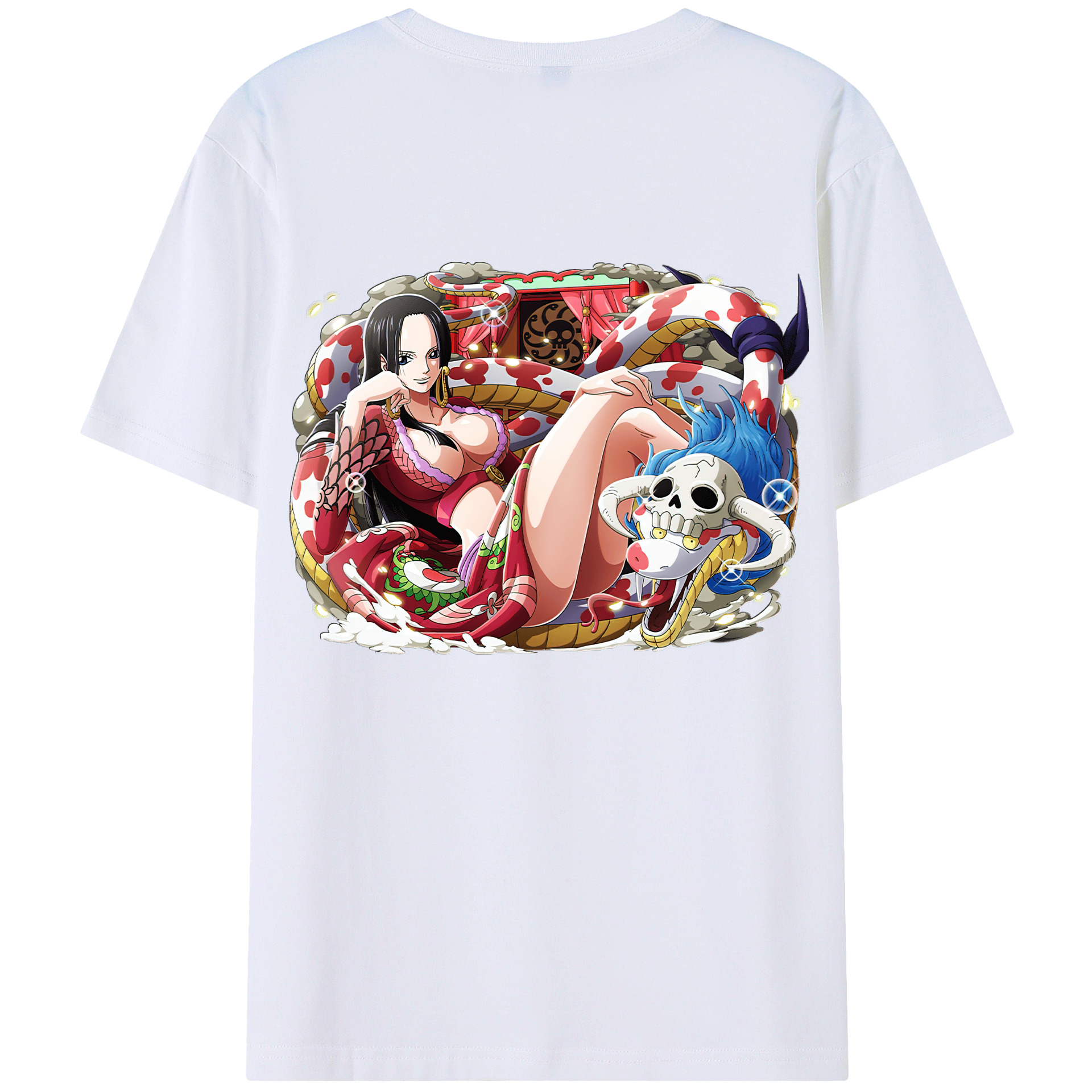 （画像用） ワンピース ボア・ハンコック ONE PIECE Boa·Hancock 綿100％ メンズ半袖Tシャツ（バックプリント） 通気性