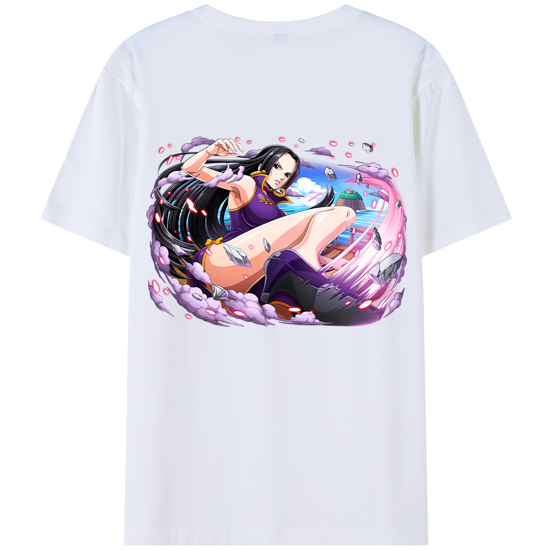 ワンピース ボア・ハンコック ONE PIECE Boa·Hancock 綿100％ メンズ半袖Tシャツ（バックプリント） 通気性