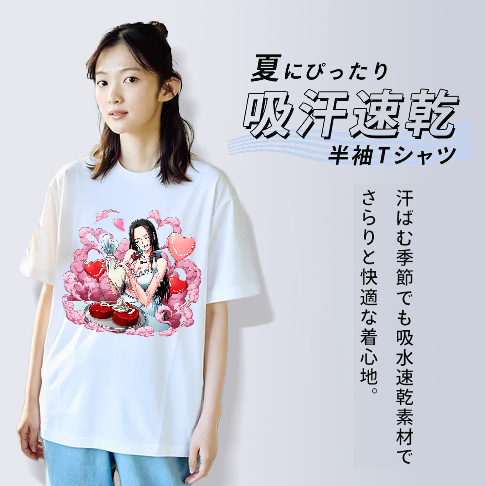 ワンピース ボア・ハンコック ONE PIECE Boa·Hancock レディースカジュアルプリントTシャツ（綿100％）