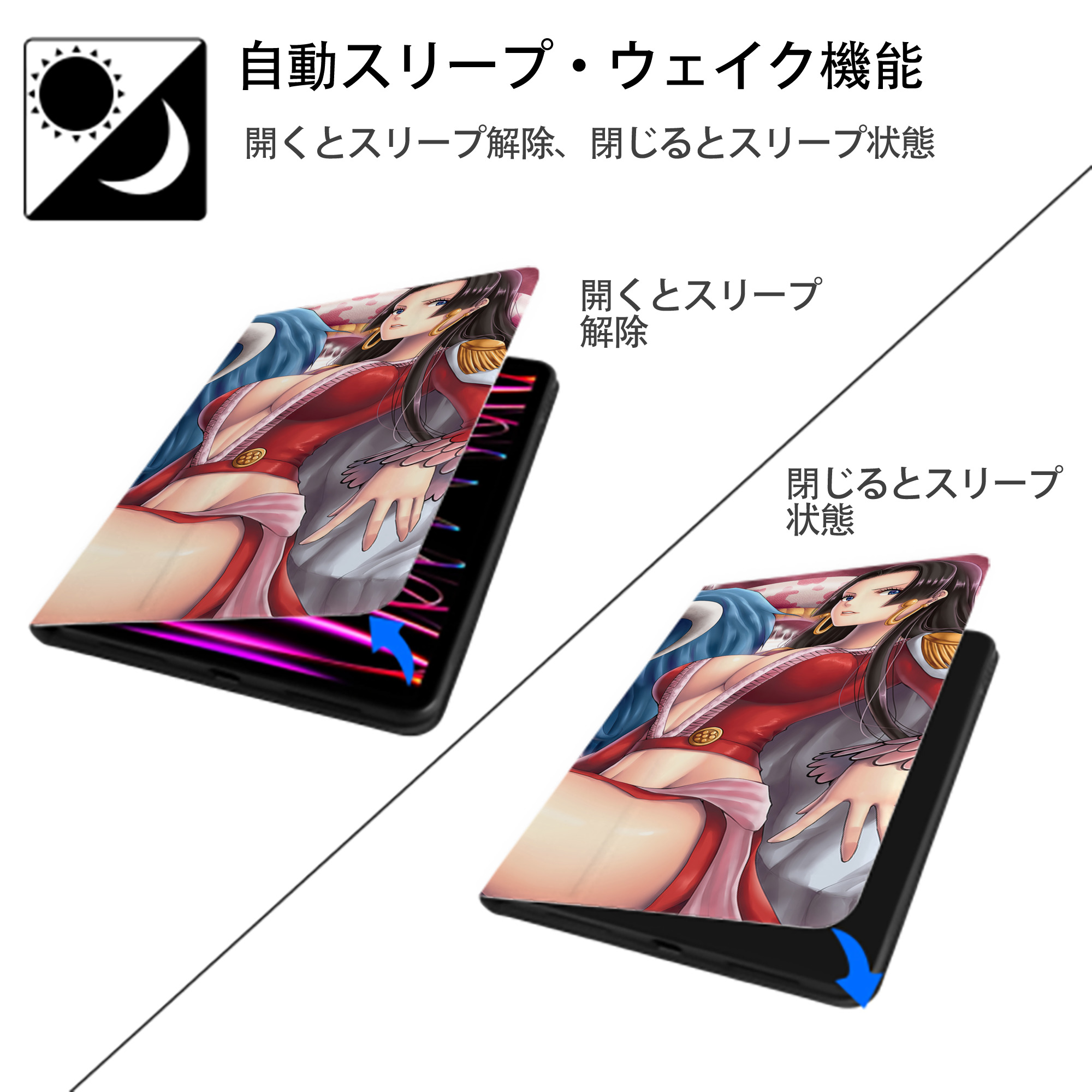 ワンピース ONE PIECE IPad ケース ブック型 PUレザー TPU 耐衝撃 軽量 薄型 ペン収納なし 全面保護 IPad 各モデル対応