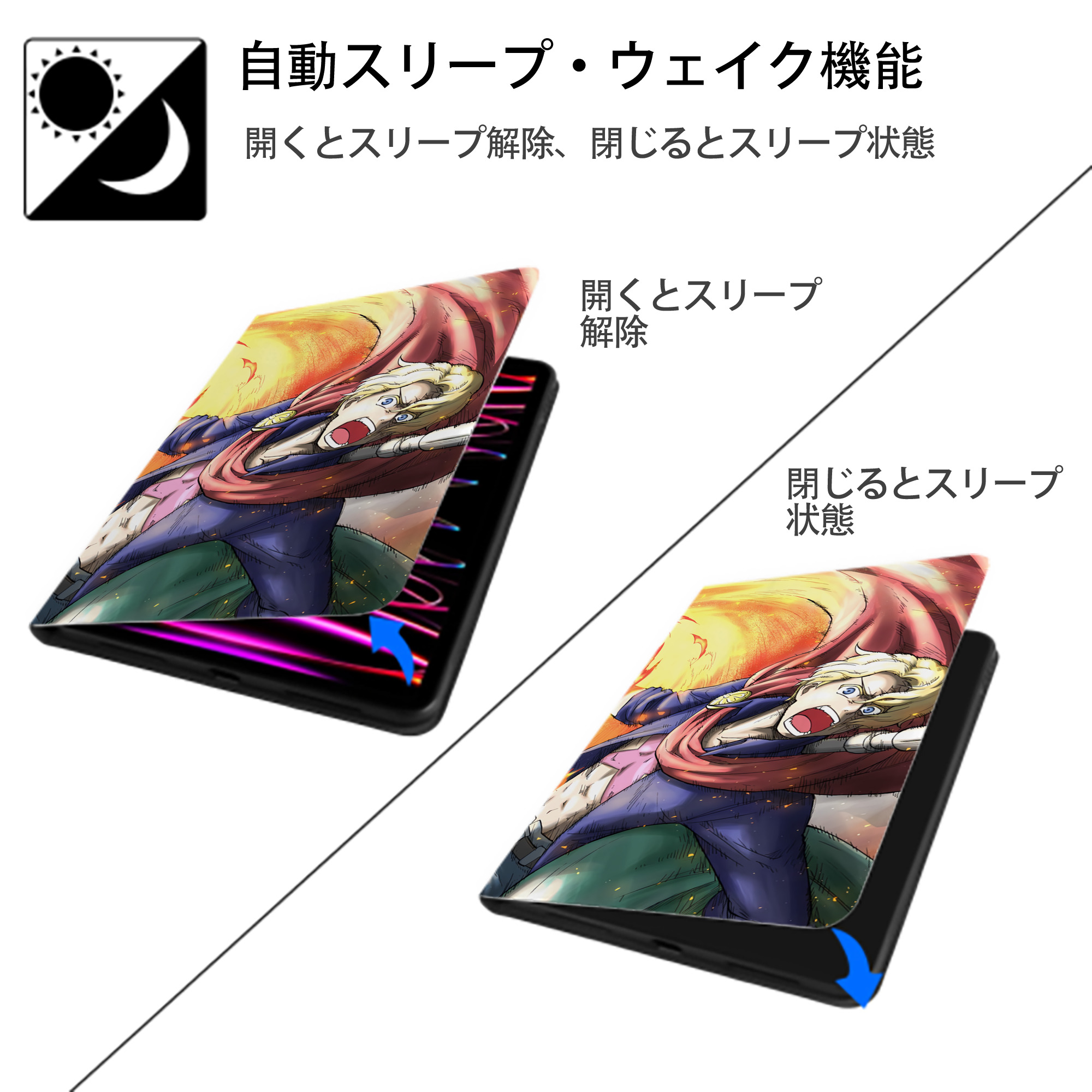 ワンピース ONE PIECE IPad ケース ブック型 PUレザー TPU 耐衝撃 軽量 薄型 ペン収納なし 全面保護 IPad 各モデル対応