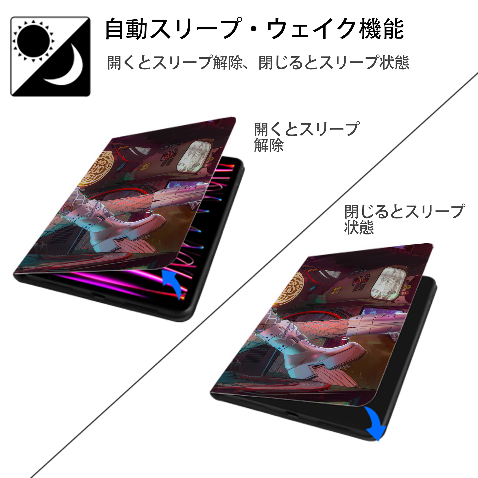 ワンピース ONE PIECE IPad ケース ブック型 PUレザー TPU 耐衝撃 軽量 薄型 ペン収納なし 全面保護 IPad 各モデル対応
