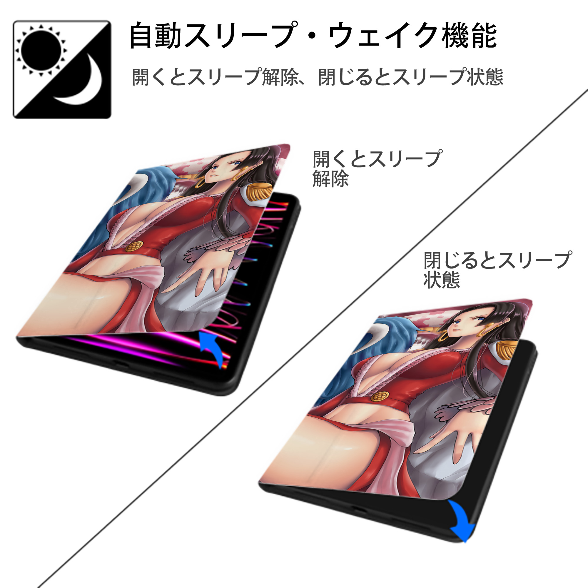 ワンピース ONE PIECE IPad ケース ブック型 PUレザー TPU 耐衝撃 軽量 薄型 ペン収納なし 全面保護 IPad 各モデル対応