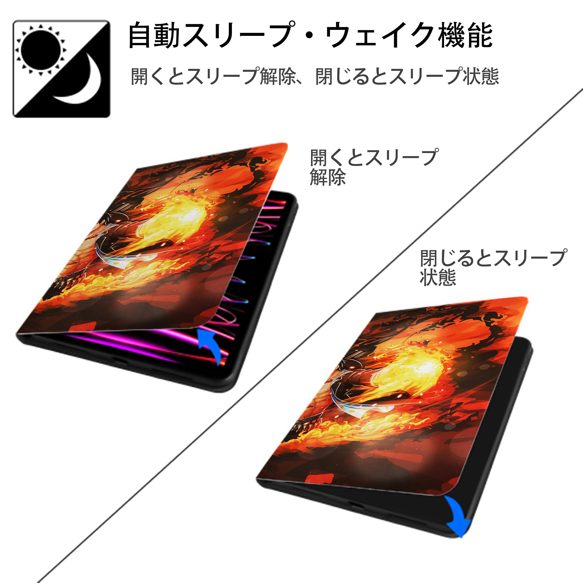 ワンピース ONE PIECE IPad ケース ブック型 PUレザー TPU 耐衝撃 軽量 薄型 ペン収納なし 全面保護 IPad 各モデル対応
