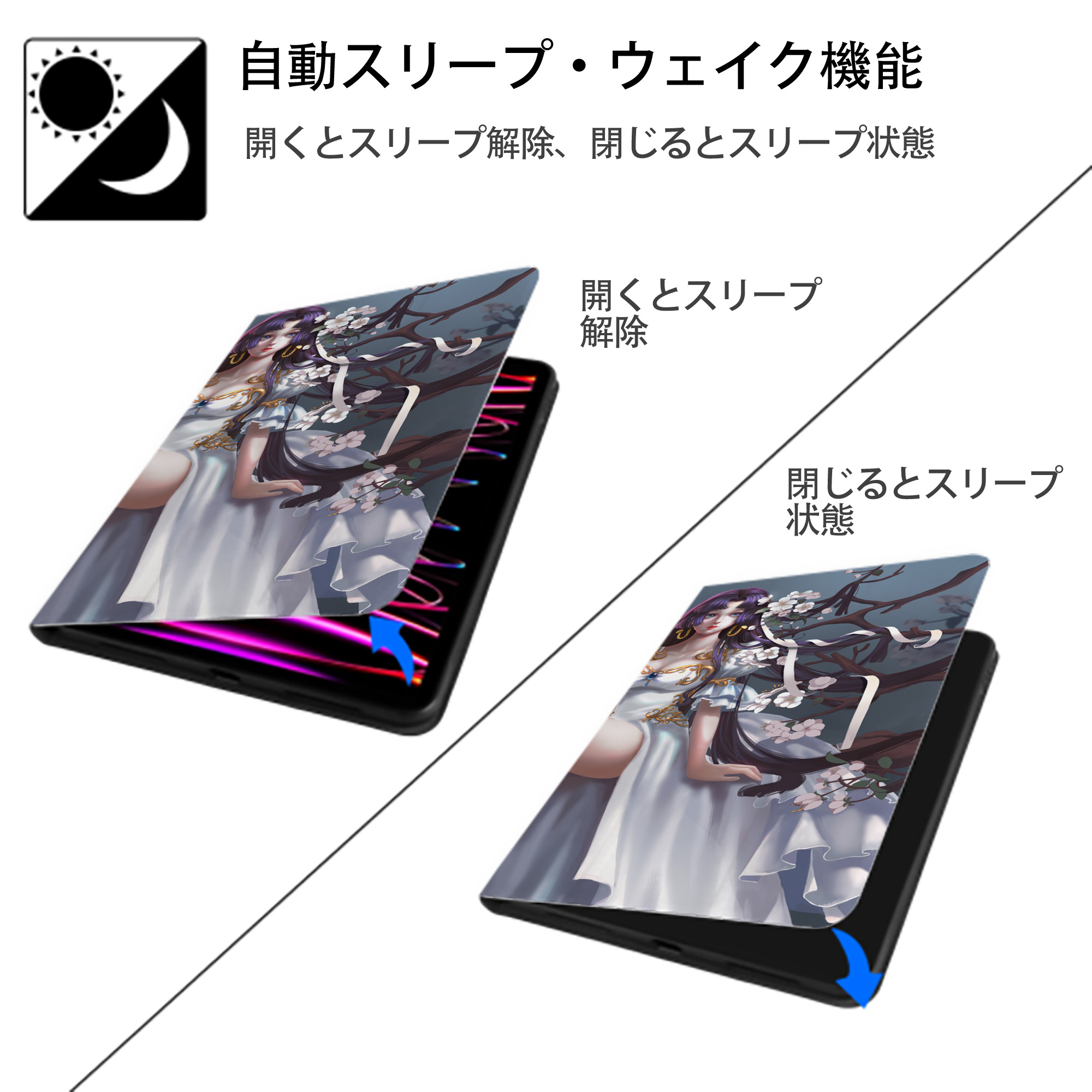 ワンピース ONE PIECE IPad ケース ブック型 PUレザー TPU 耐衝撃 軽量 薄型 ペン収納なし 全面保護 IPad 各モデル対応