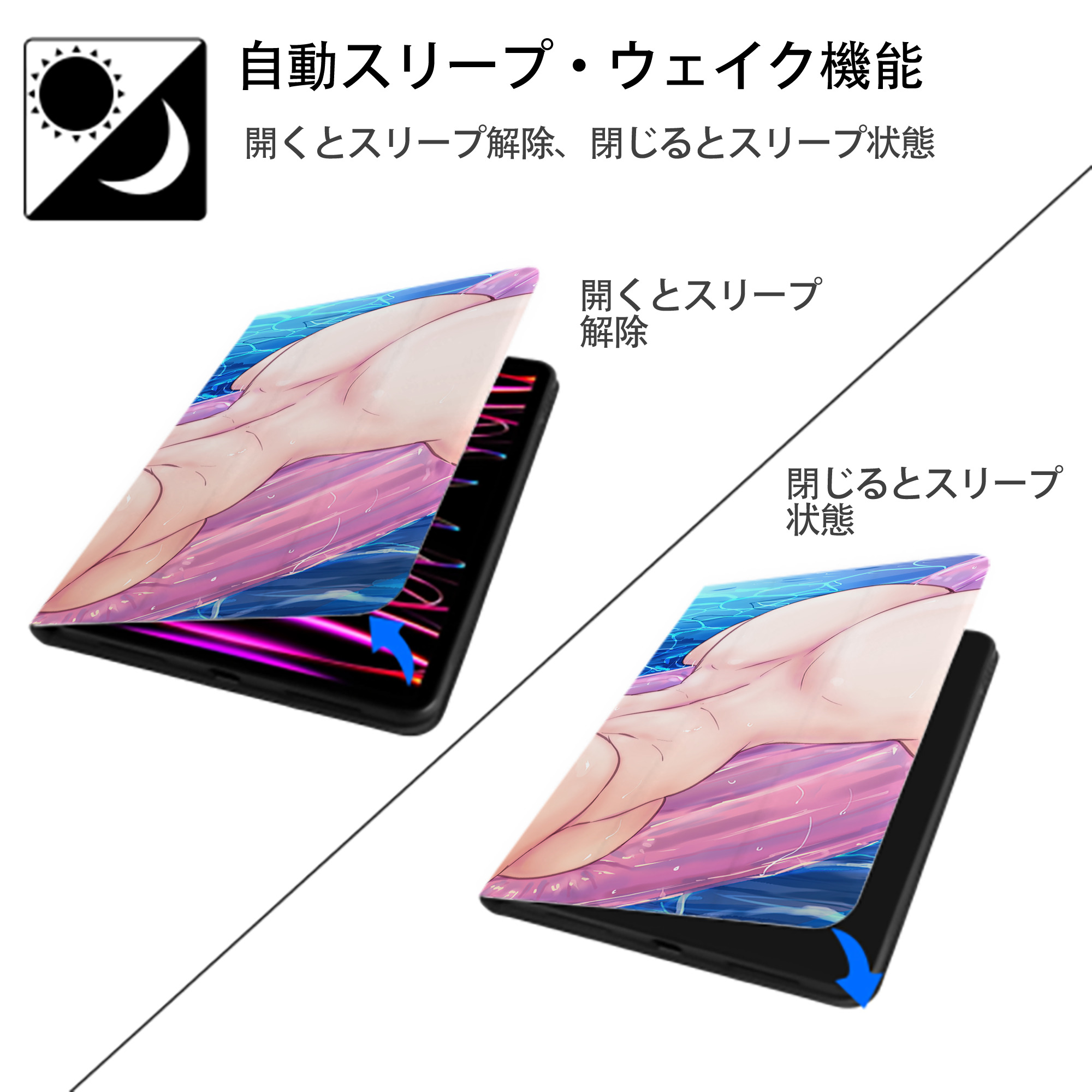 ワンピース ONE PIECE IPad ケース ブック型 PUレザー TPU 耐衝撃 軽量 薄型 ペン収納なし 全面保護 IPad 各モデル対応