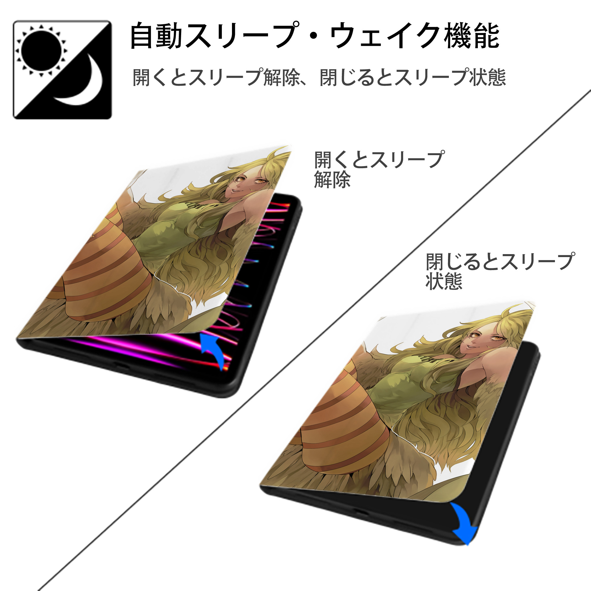 ワンピース ONE PIECE IPad ケース ブック型 PUレザー TPU 耐衝撃 軽量 薄型 ペン収納なし 全面保護 IPad 各モデル対応