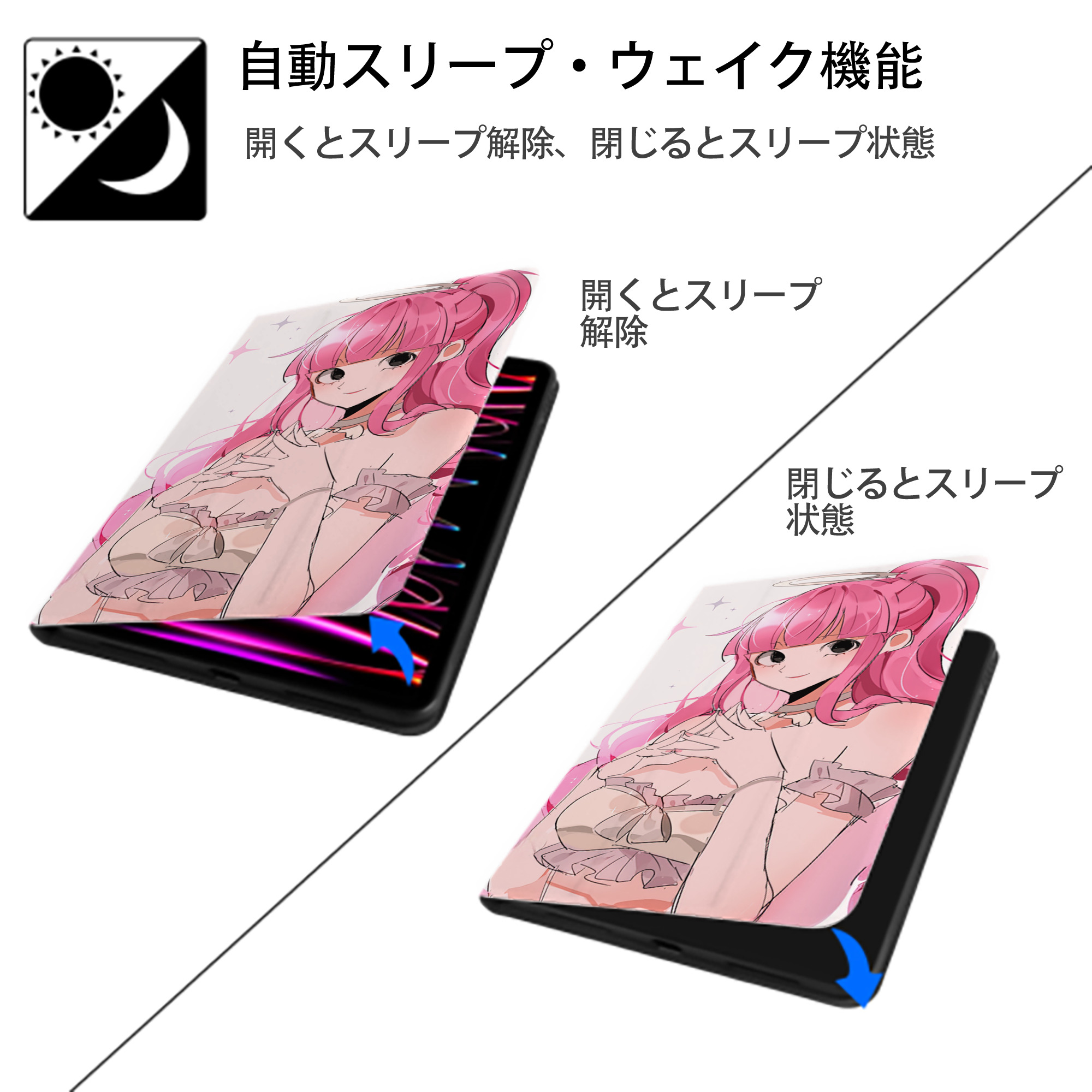 ワンピース ONE PIECE IPad ケース ブック型 PUレザー TPU 耐衝撃 軽量 薄型 ペン収納なし 全面保護 IPad 各モデル対応