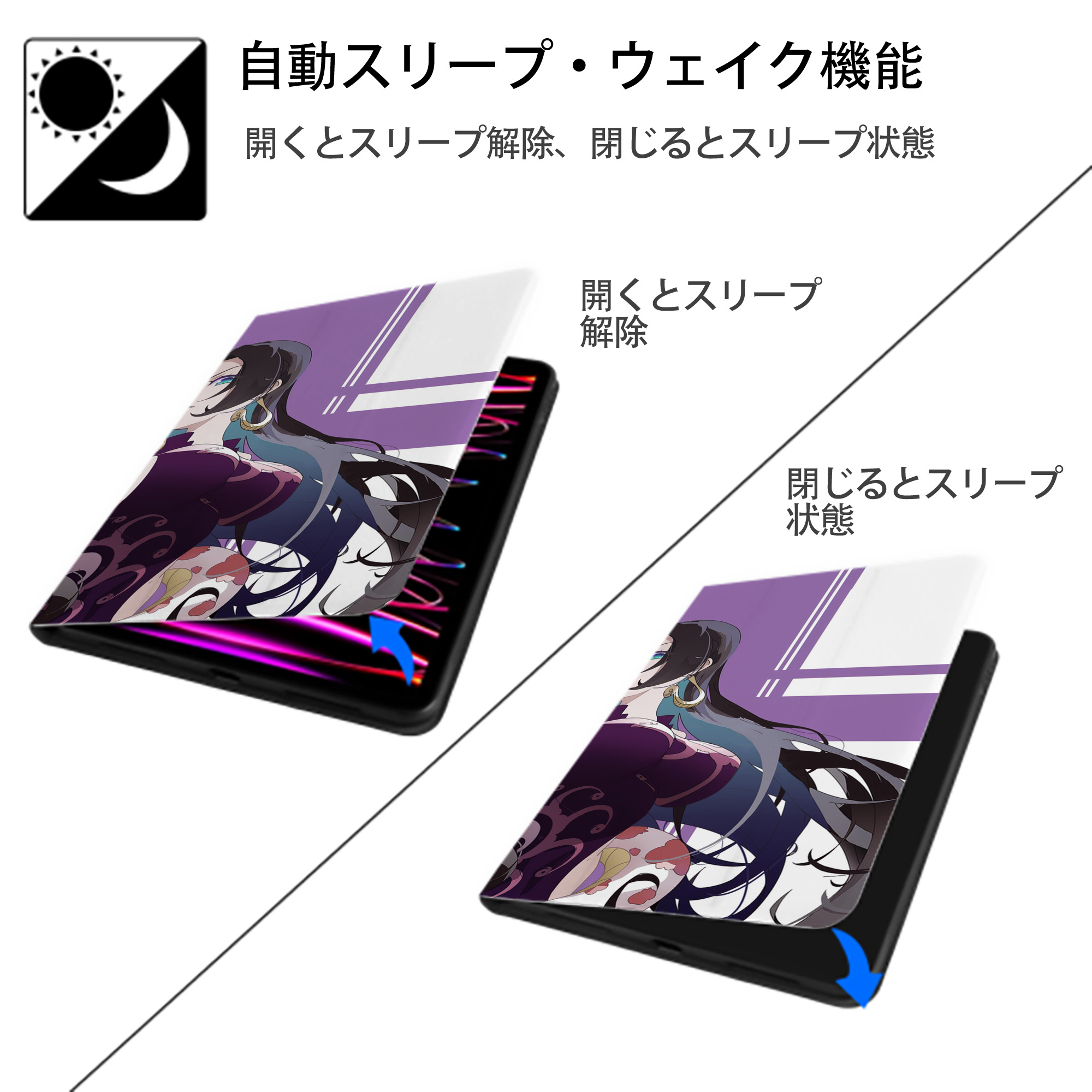 ワンピース ONE PIECE IPad ケース ブック型 PUレザー TPU 耐衝撃 軽量 薄型 ペン収納なし 全面保護 IPad 各モデル対応