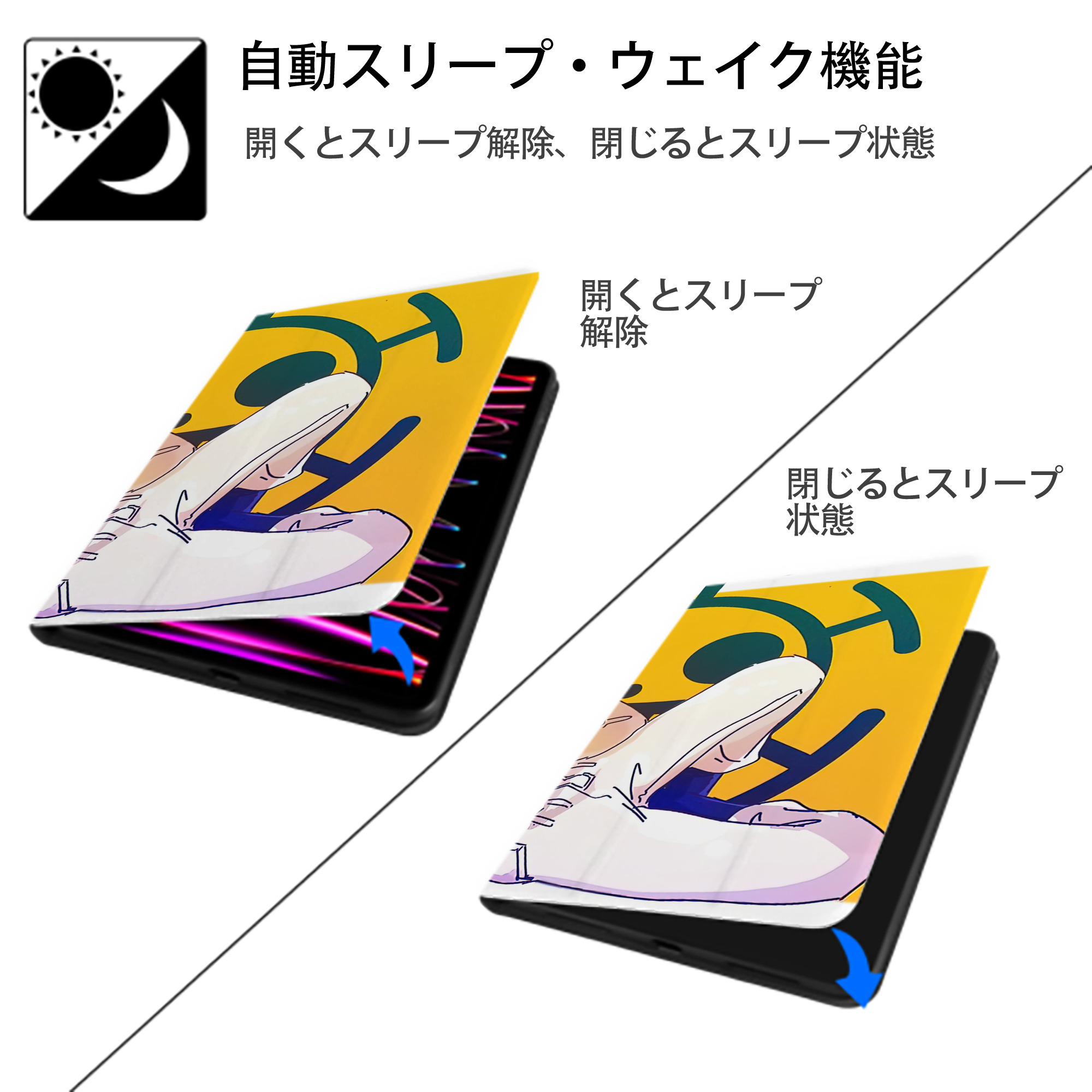 ワンピース ONE PIECE IPad ケース ブック型 PUレザー TPU 耐衝撃 軽量 薄型 ペン収納なし 全面保護 IPad 各モデル対応