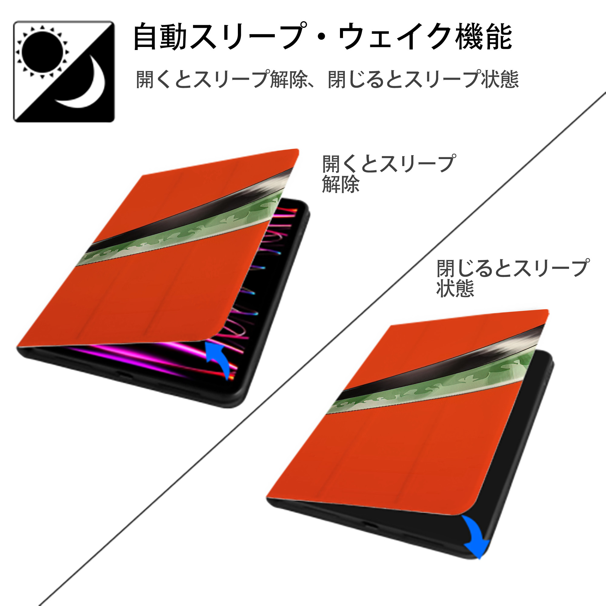 ワンピース ONE PIECE IPad ケース ブック型 PUレザー TPU 耐衝撃 軽量 薄型 ペン収納なし 全面保護 IPad 各モデル対応