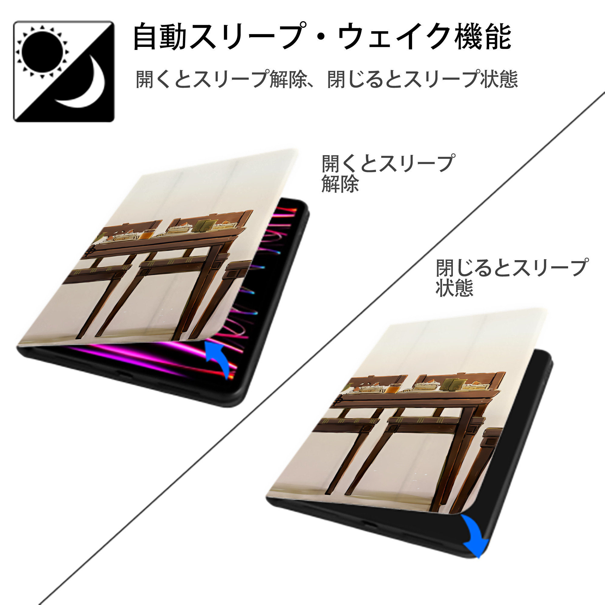 ワンピース ONE PIECE IPad ケース ブック型 PUレザー TPU 耐衝撃 軽量 薄型 ペン収納なし 全面保護 IPad 各モデル対応