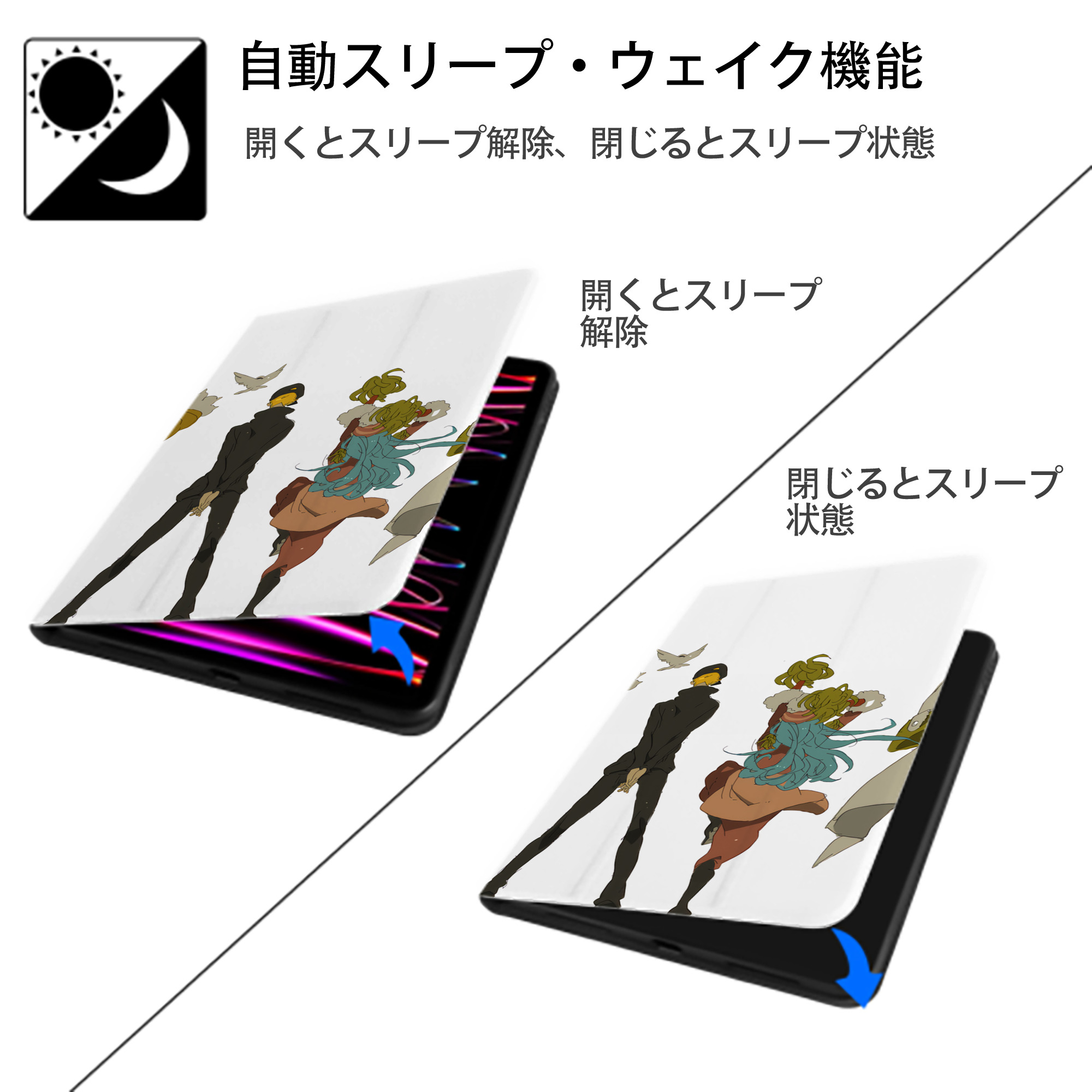 ワンピース ONE PIECE IPad ケース ブック型 PUレザー TPU 耐衝撃 軽量 薄型 ペン収納なし 全面保護 IPad 各モデル対応