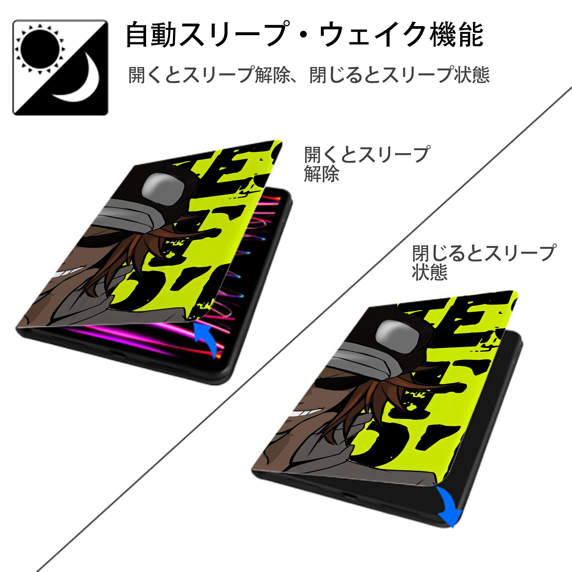 ワンピース ONE PIECE IPad ケース ブック型 PUレザー TPU 耐衝撃 軽量 薄型 ペン収納なし 全面保護 IPad 各モデル対応