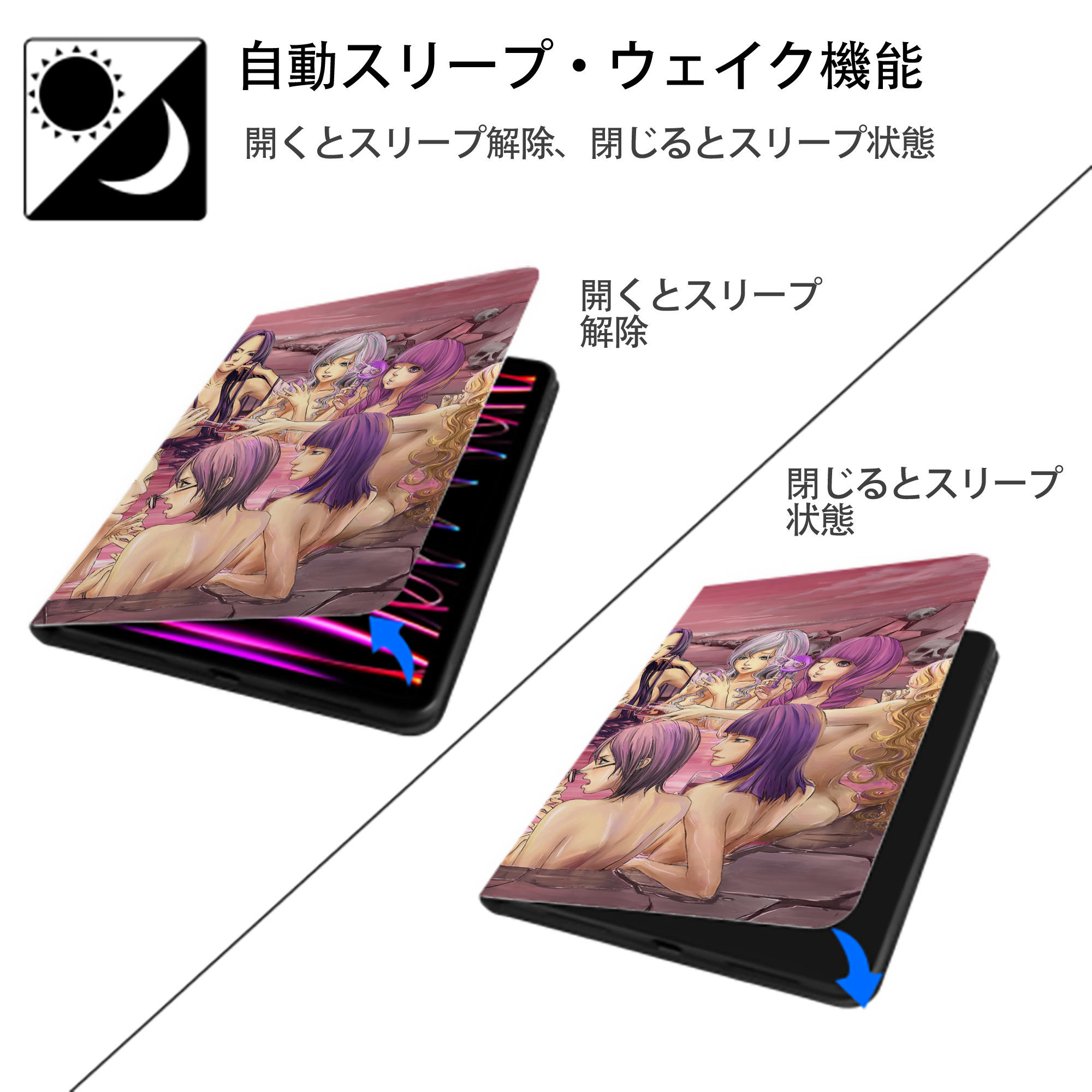 ワンピース ONE PIECE IPadケース ペンホルダー付き ブックスタイルデザイン
