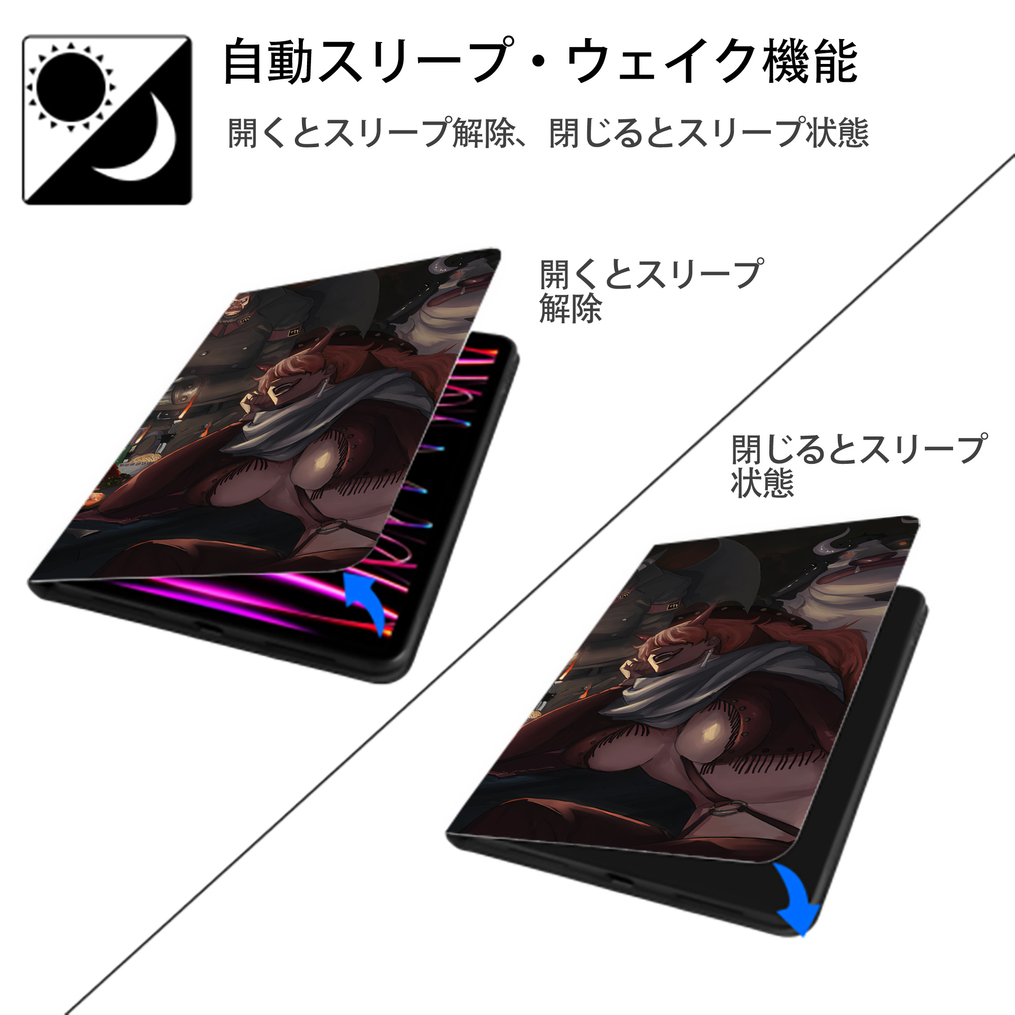 ワンピース ONE PIECE IPadケース ペンホルダー付き ブックスタイルデザイン