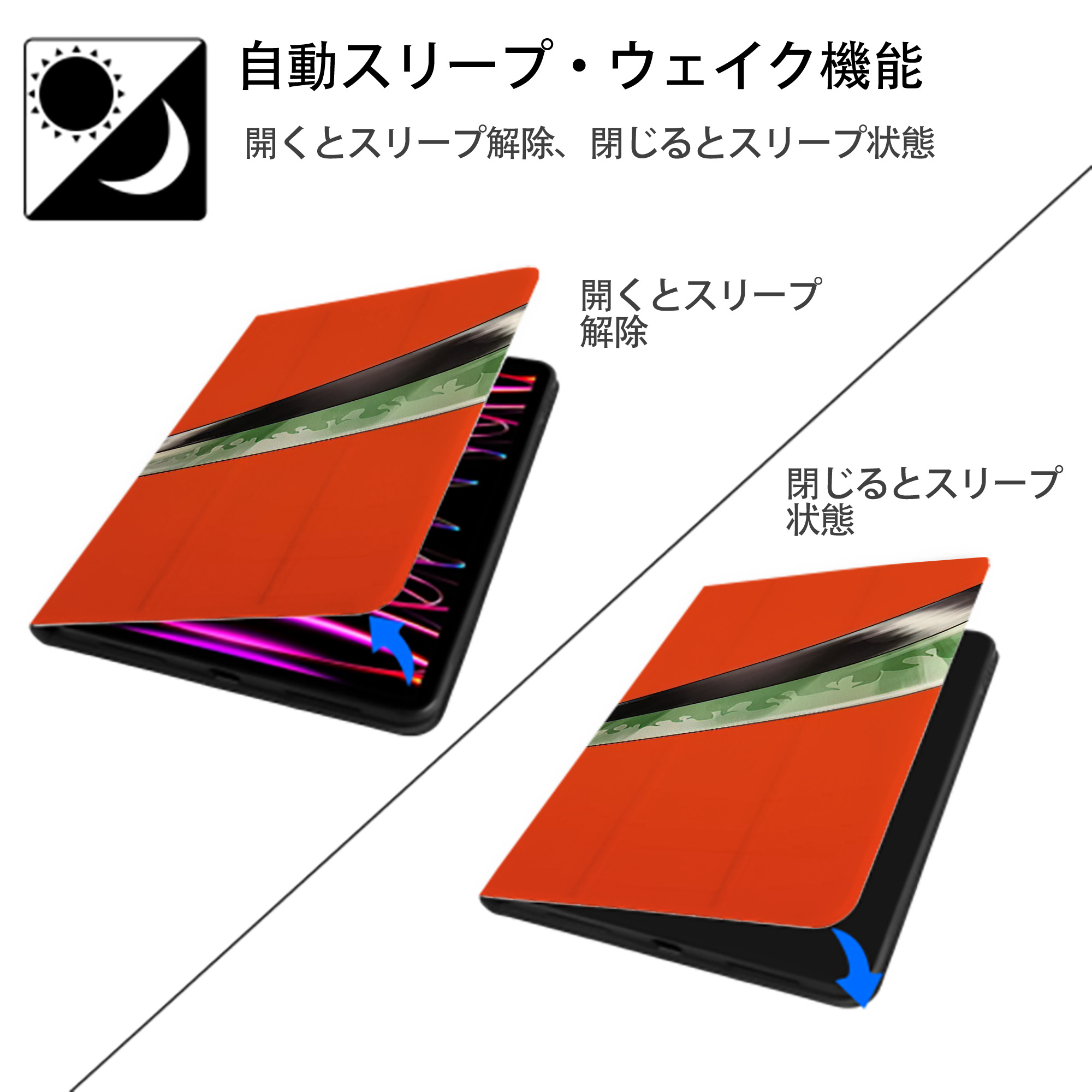 ワンピース ONE PIECE IPadケース ペンホルダー付き ブックスタイルデザイン