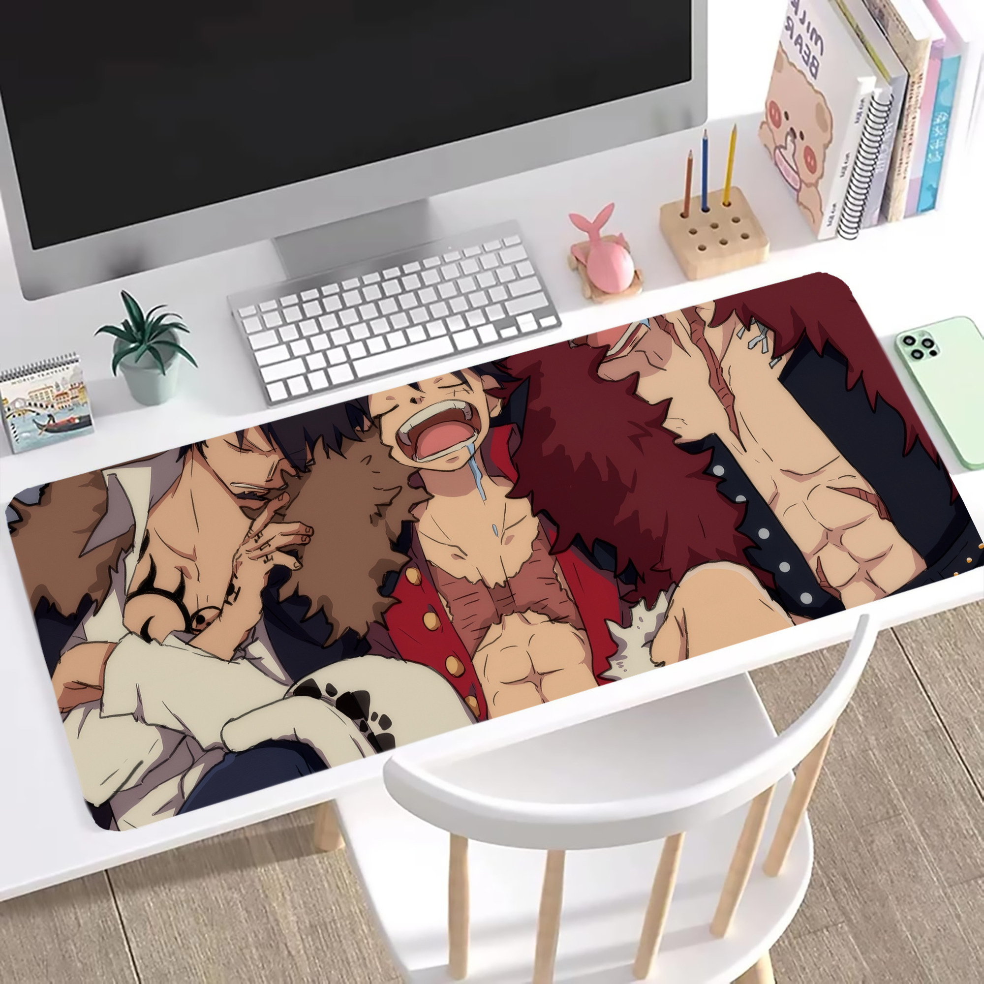 （画像用） ワンピース ONE PIECE ステッチ加工 大判デスクマット／滑り止めマウスパッド