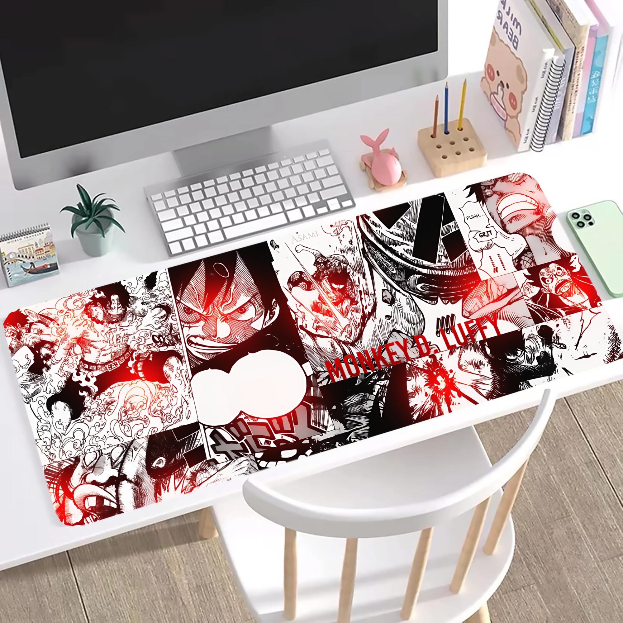 （画像用） ワンピース ONE PIECE ステッチ加工 大判デスクマット／滑り止めマウスパッド