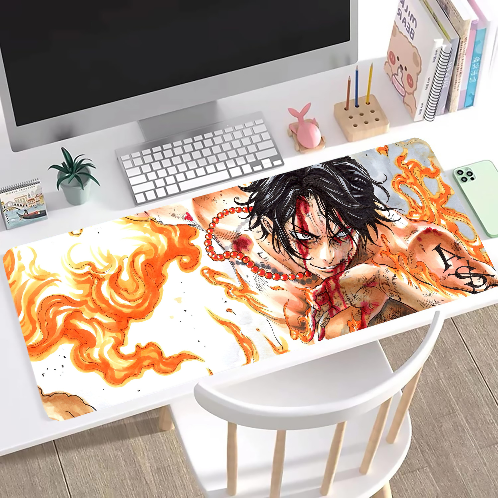 （画像用） ワンピース ONE PIECE ステッチ加工 大判デスクマット／滑り止めマウスパッド