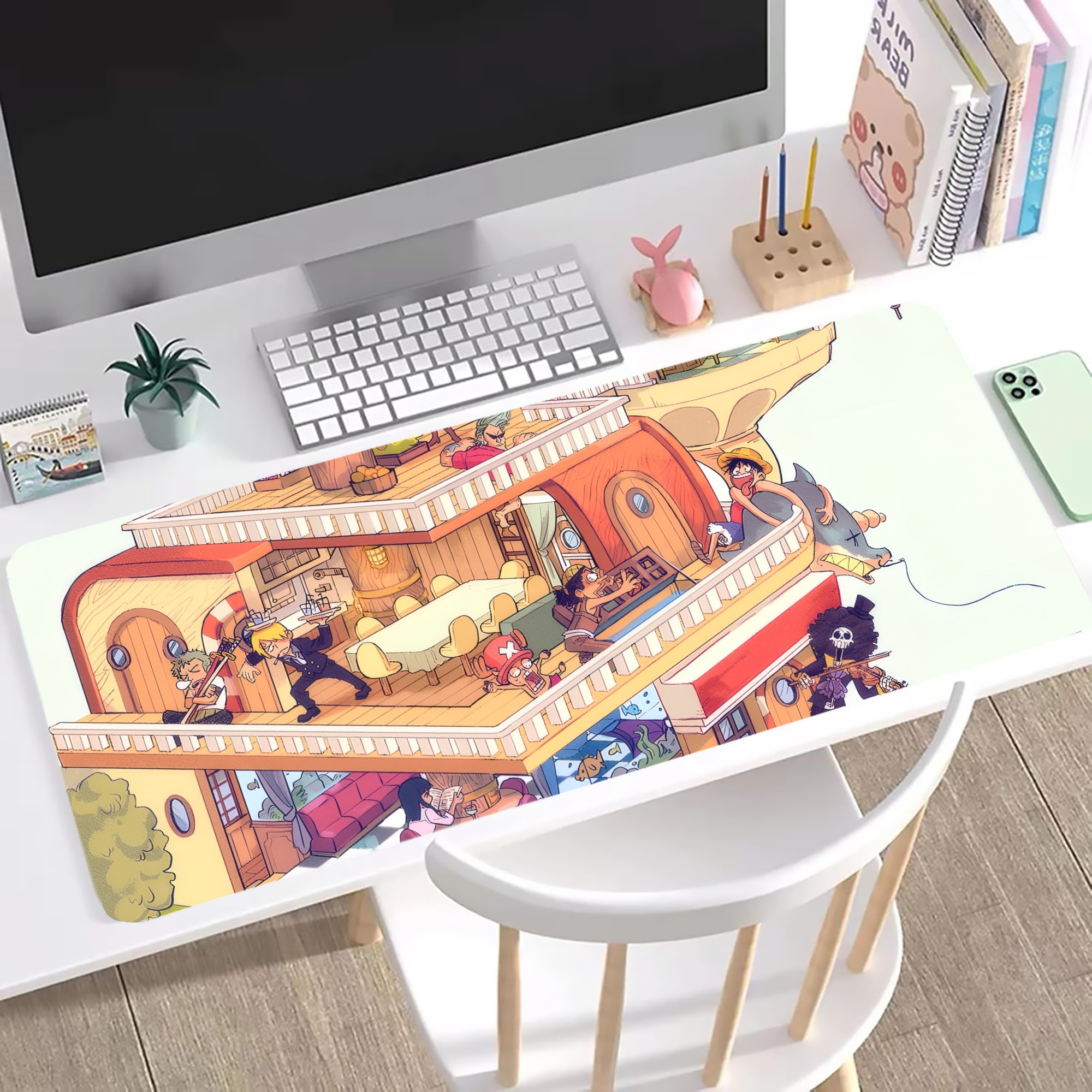 （画像用） ワンピース ONE PIECE ステッチ加工 大判デスクマット／滑り止めマウスパッド