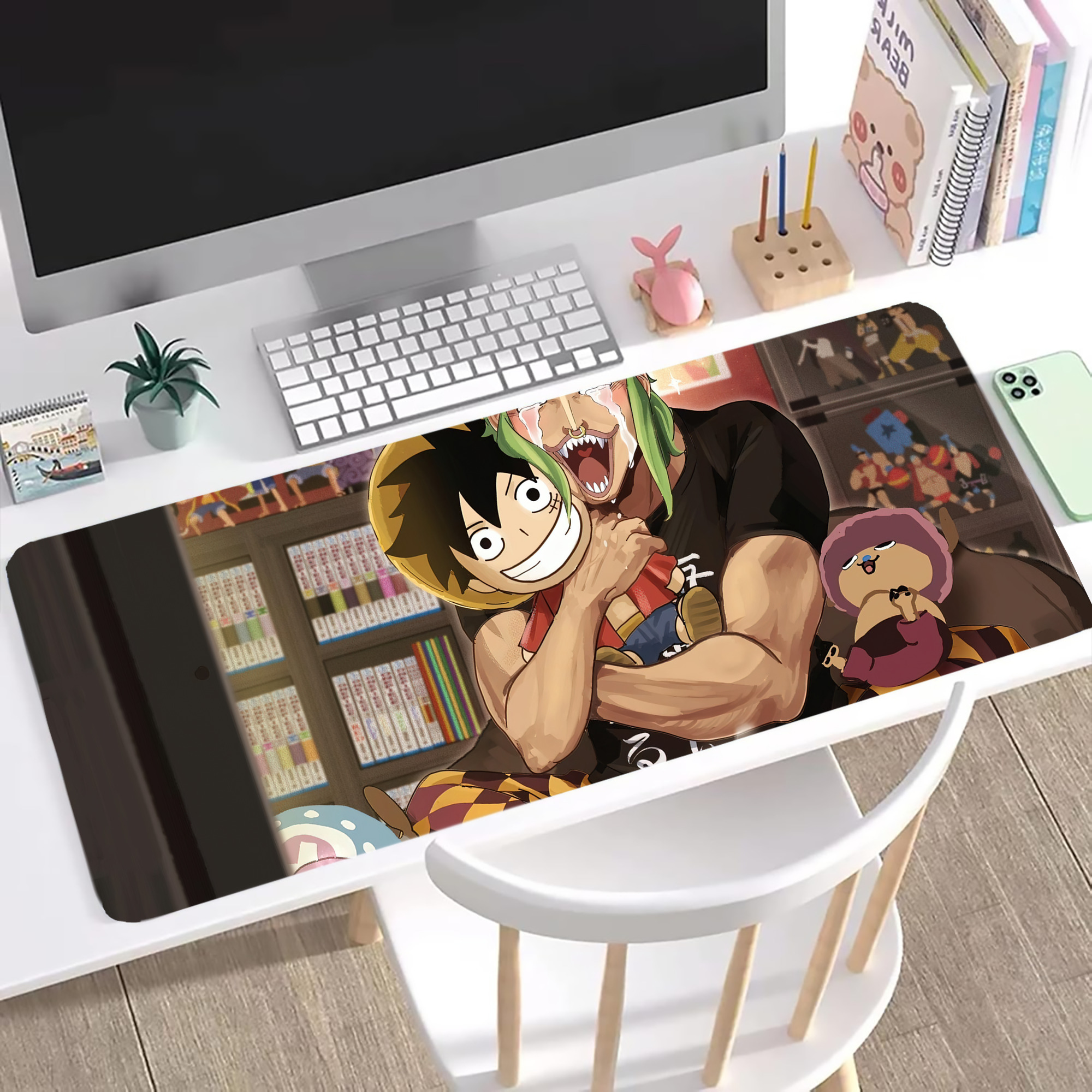 （画像用） ワンピース ONE PIECE ステッチ加工 大判デスクマット／滑り止めマウスパッド