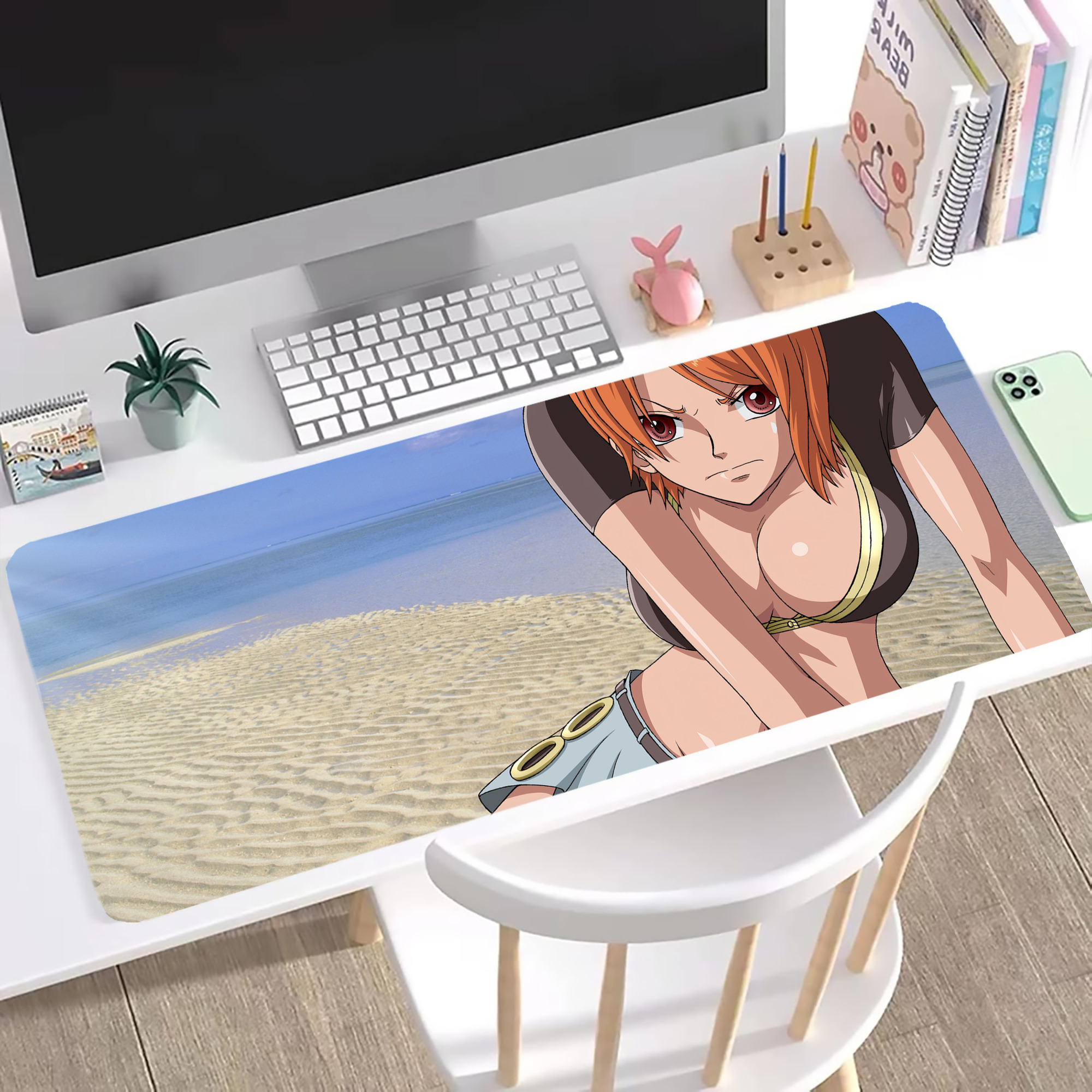 （画像用） ワンピース ONE PIECE ステッチ加工 大判デスクマット／滑り止めマウスパッド