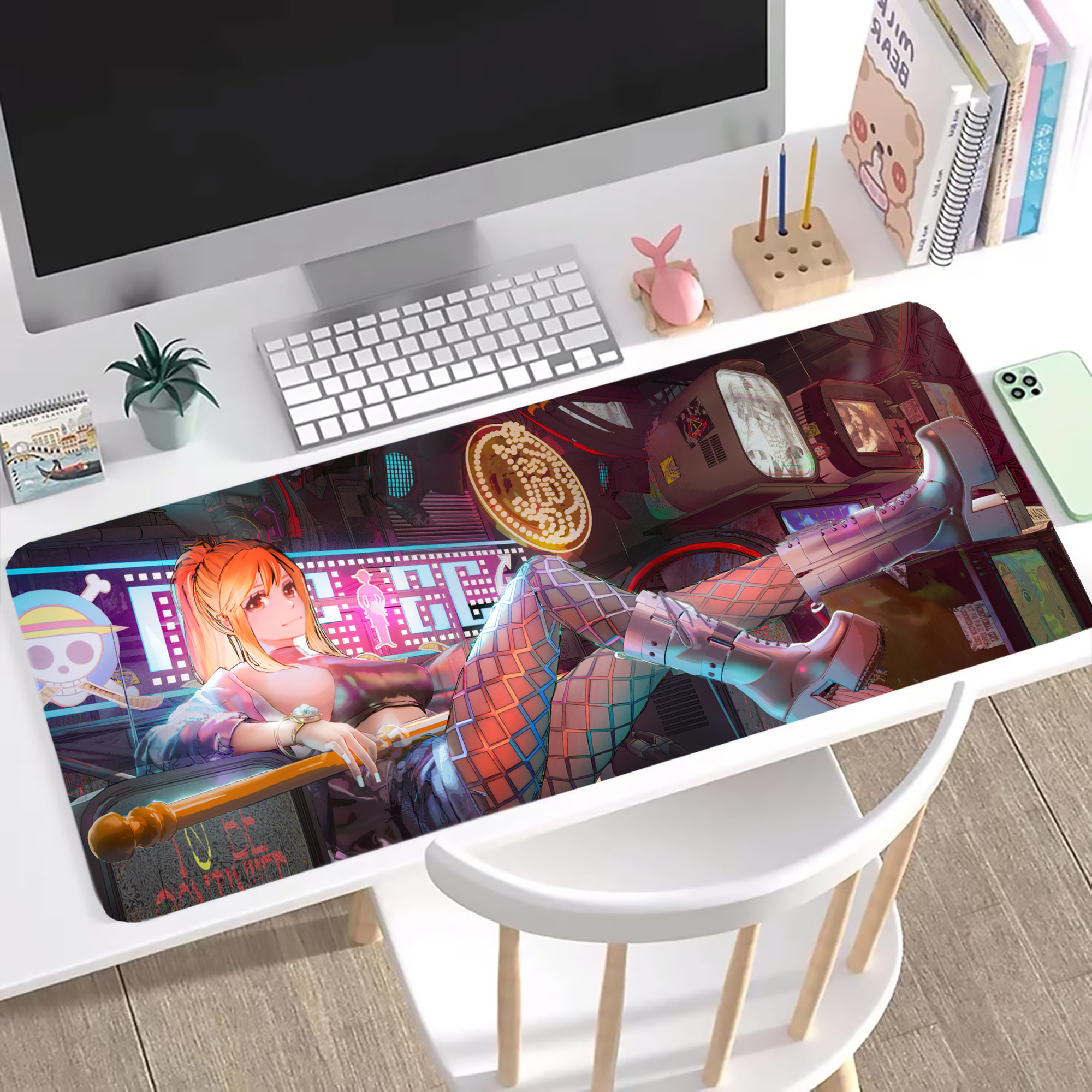 （画像用） ワンピース ONE PIECE ステッチ加工 大判デスクマット／滑り止めマウスパッド