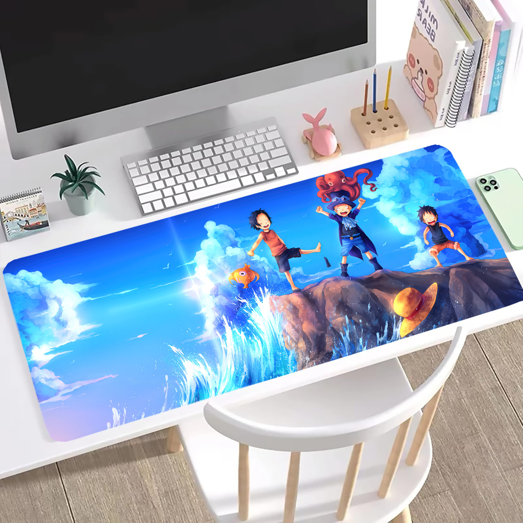 （画像用） ワンピース ONE PIECE ステッチ加工 大判デスクマット／滑り止めマウスパッド