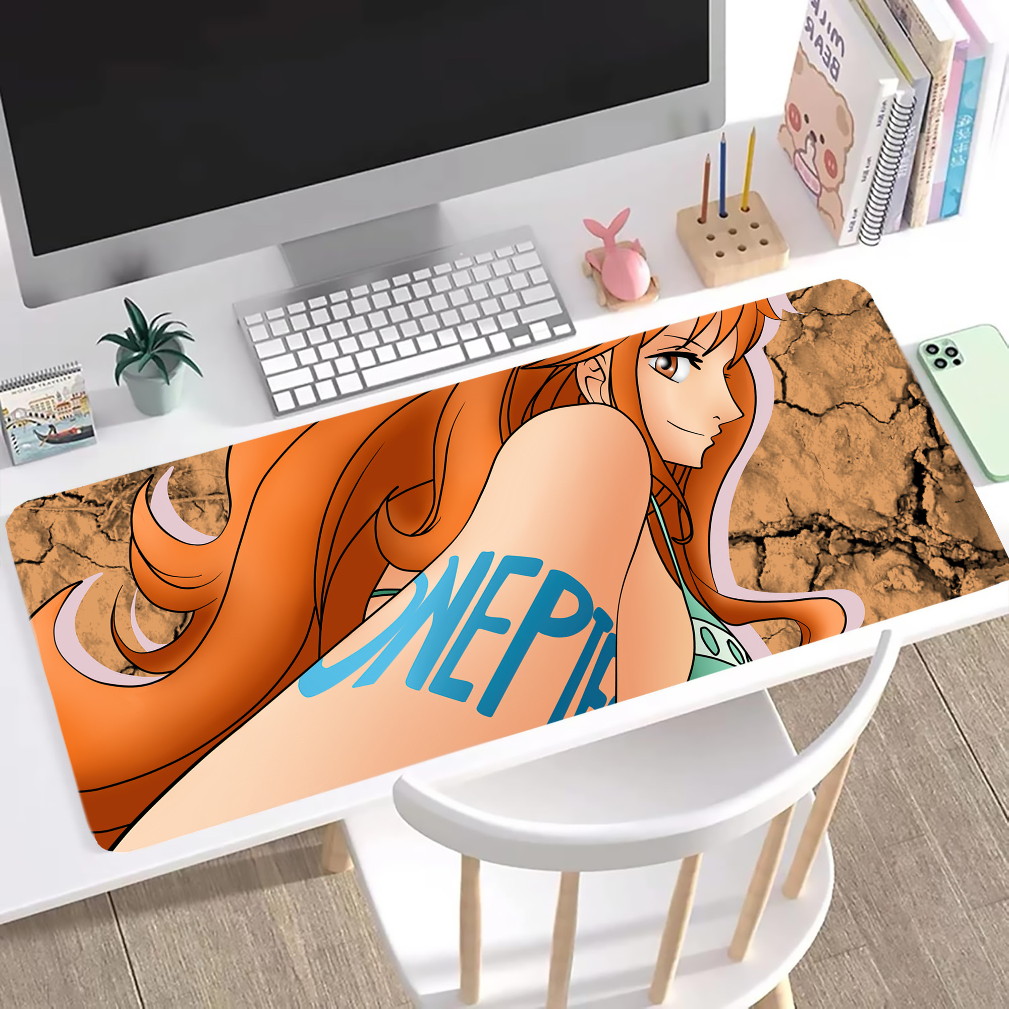 （画像用） ワンピース ONE PIECE ステッチ加工 大判デスクマット／滑り止めマウスパッド