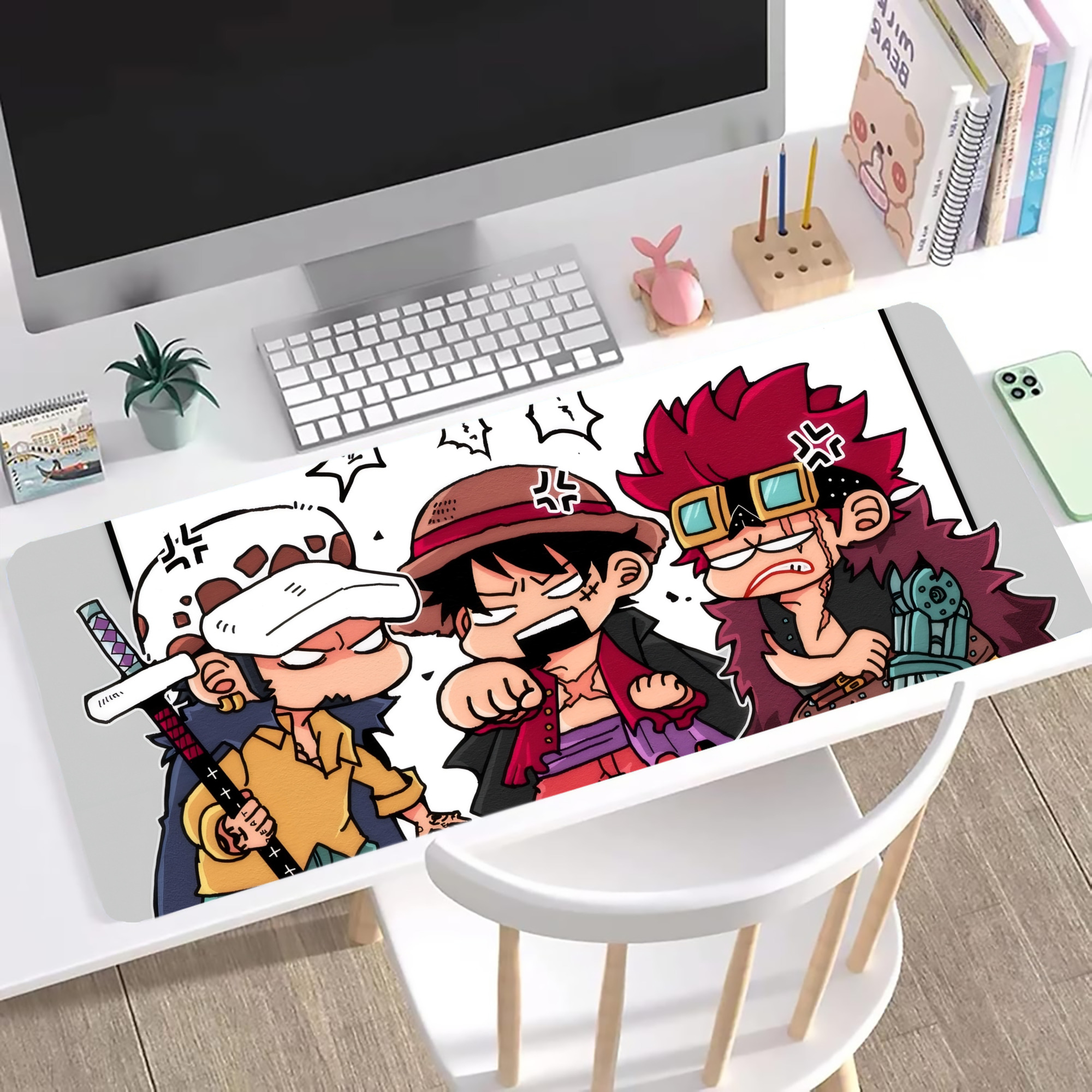ワンピース ONE PIECE ステッチ加工 大判デスクマット／滑り止めマウスパッド
