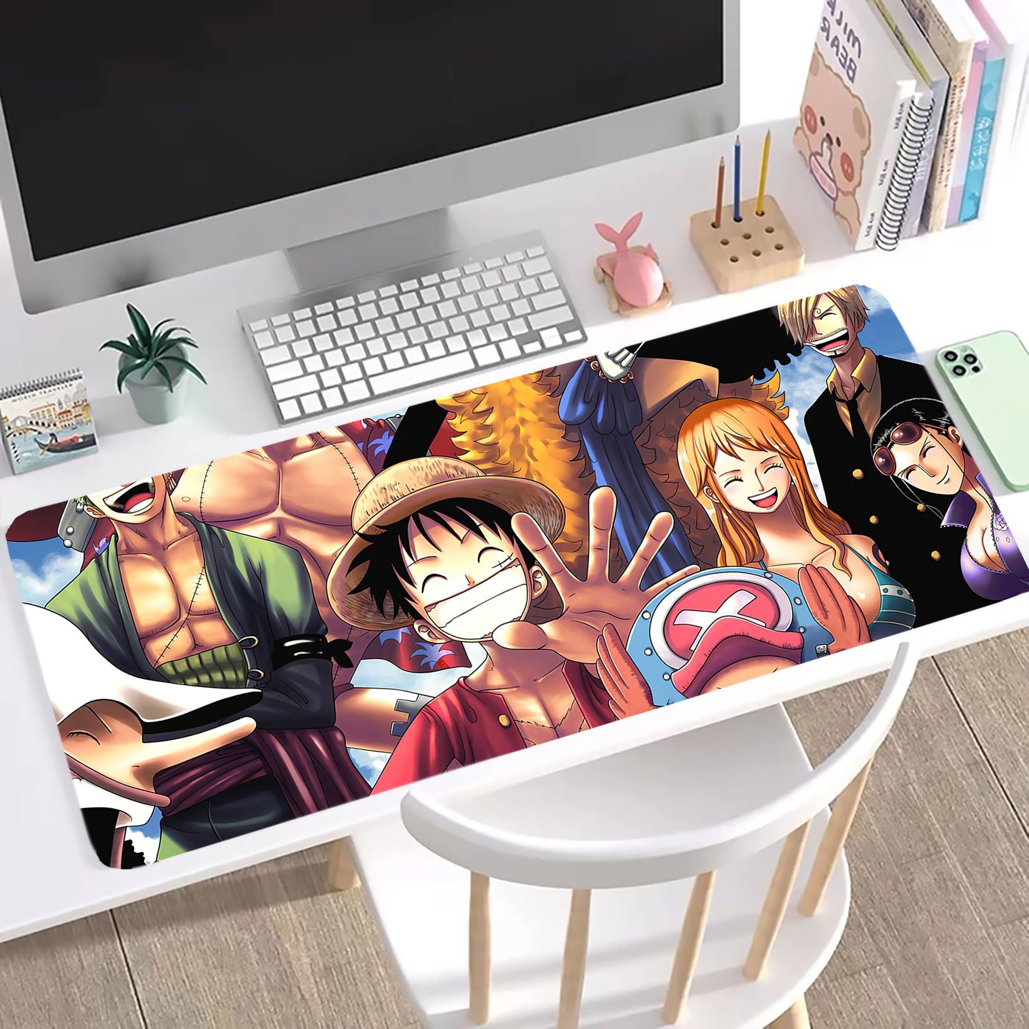 ワンピース ONE PIECE ステッチ加工 大判デスクマット／滑り止めマウスパッド
