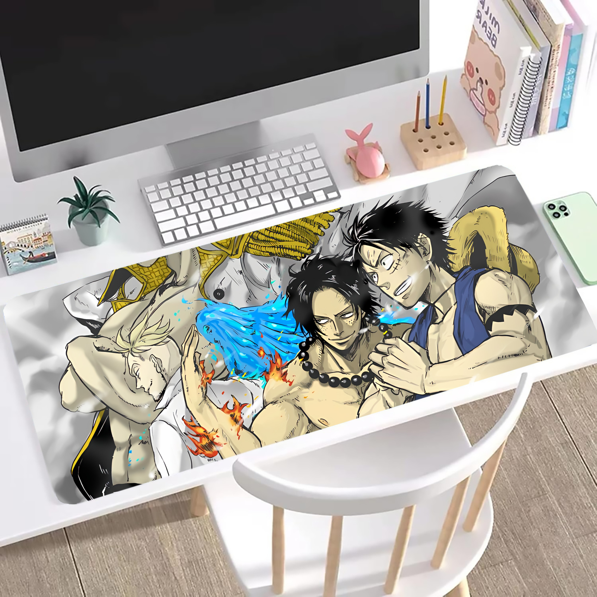 ワンピース ONE PIECE ステッチ加工 大判デスクマット／滑り止めマウスパッド