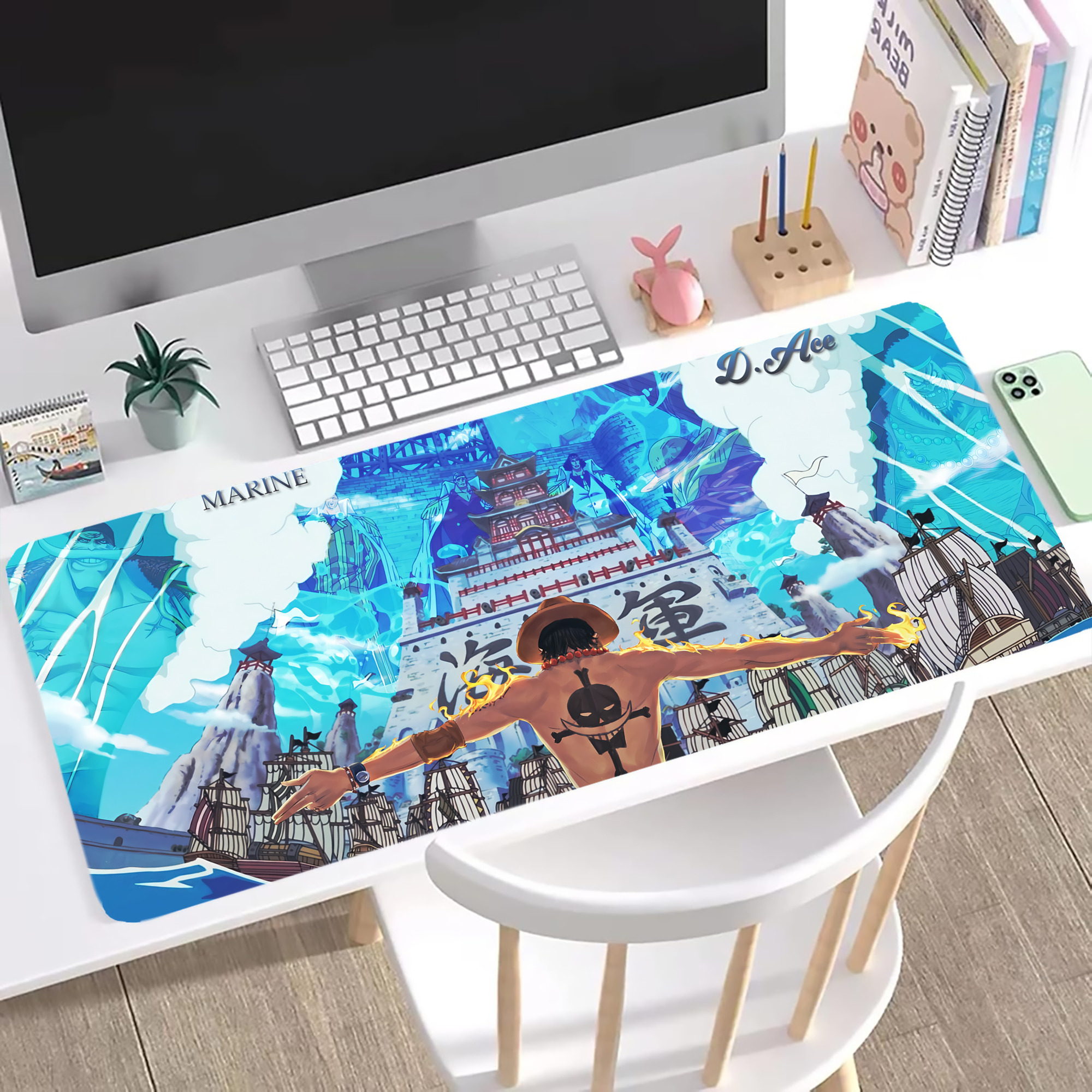 ワンピース ONE PIECE ステッチ加工 大判デスクマット／滑り止めマウスパッド