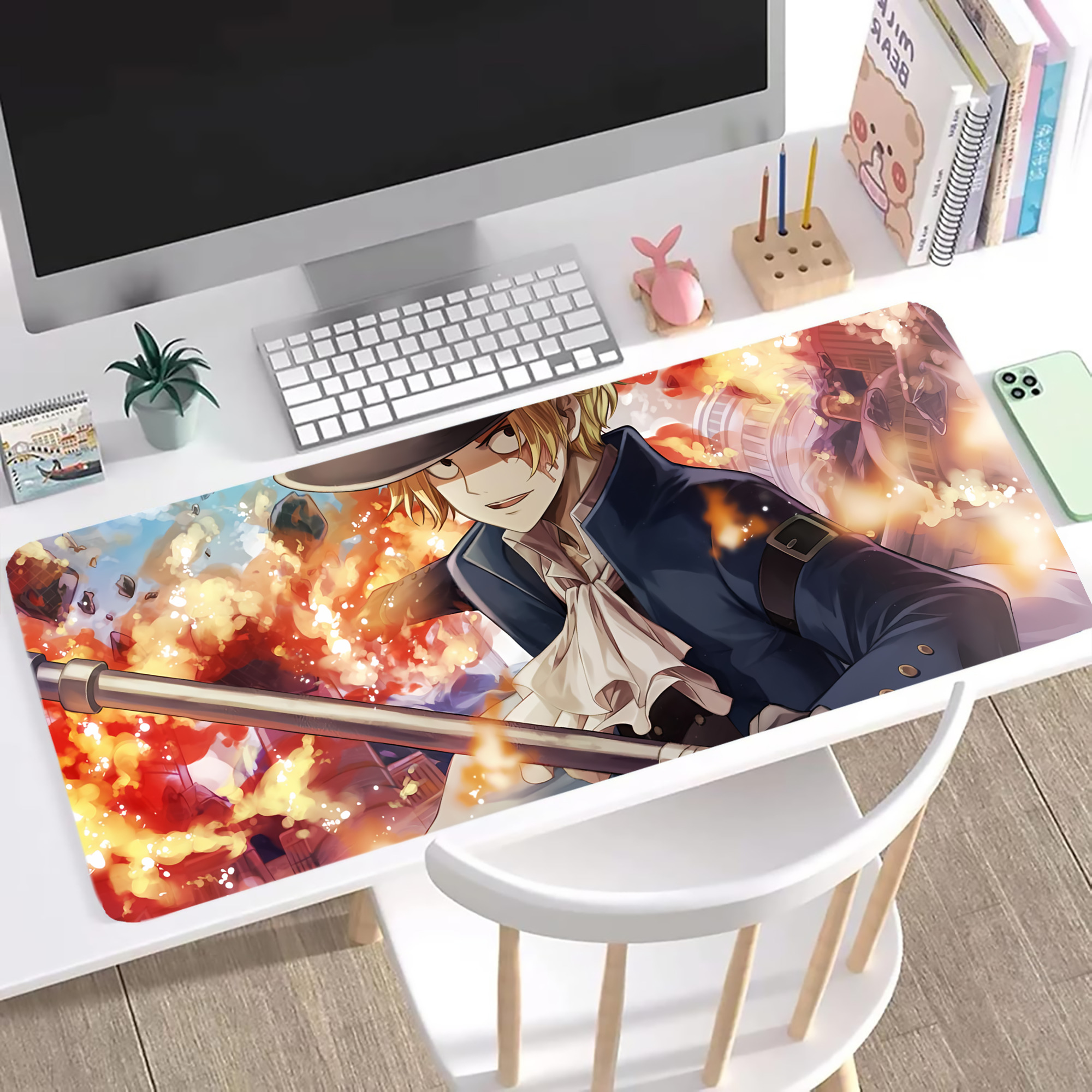 ワンピース ONE PIECE ステッチ加工 大判デスクマット／滑り止めマウスパッド