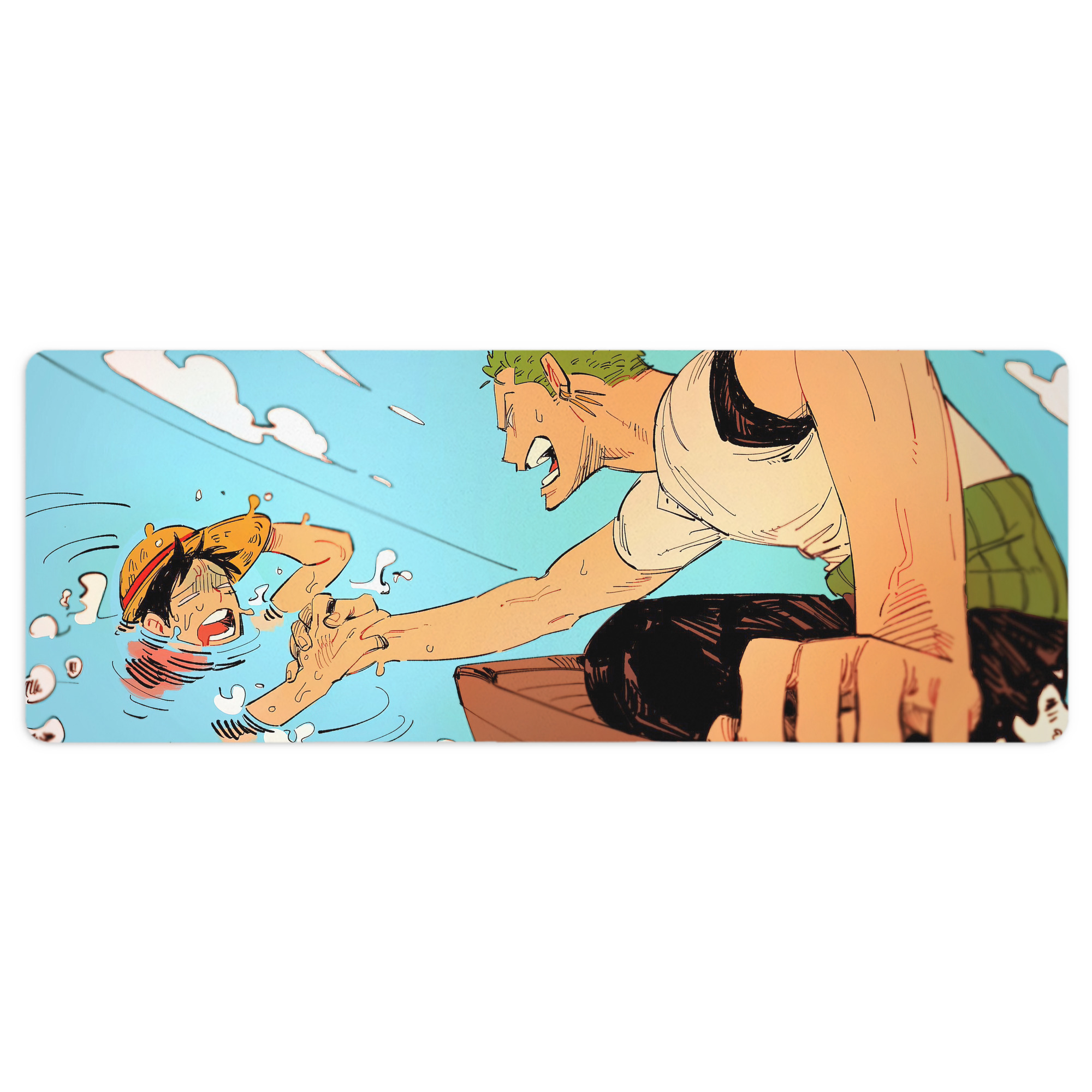 （画像用） ワンピース ONE PIECE ステッチ加工 大判デスクマット／滑り止めマウスパッド