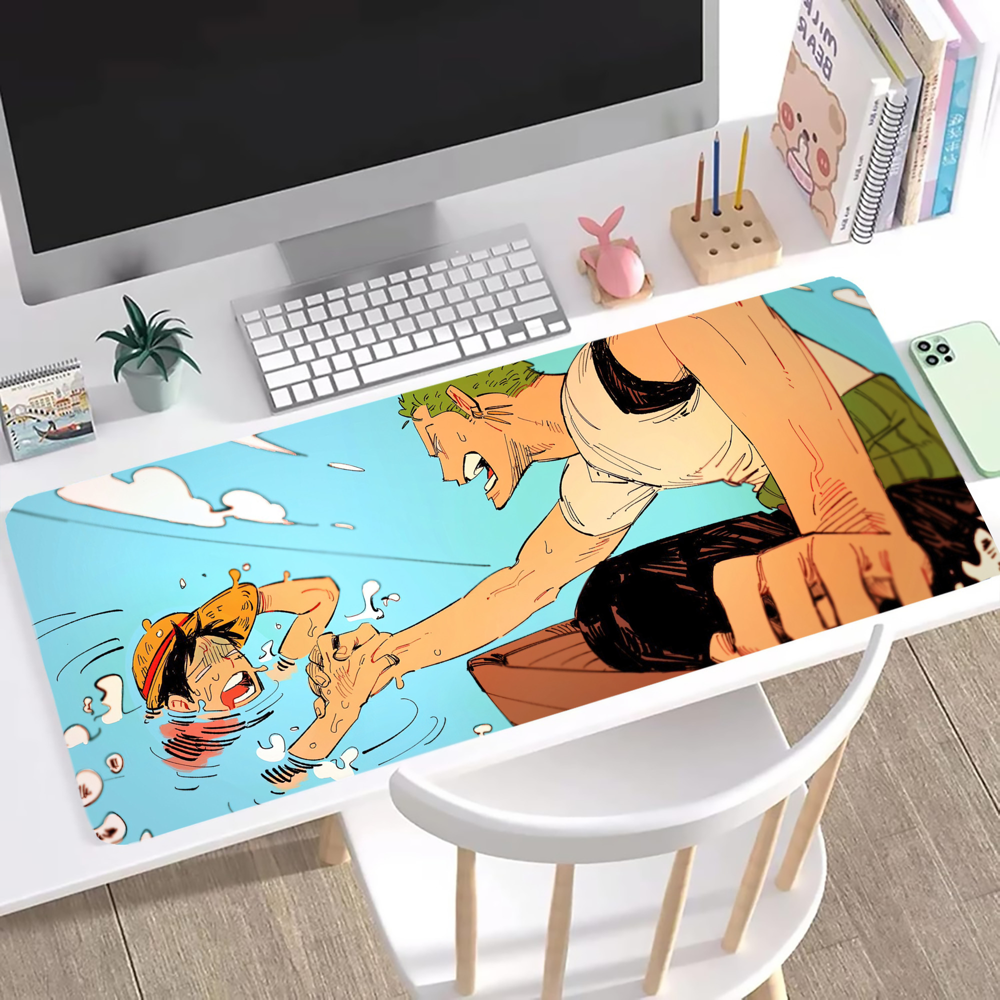 ワンピース ONE PIECE ステッチ加工 大判デスクマット／滑り止めマウスパッド