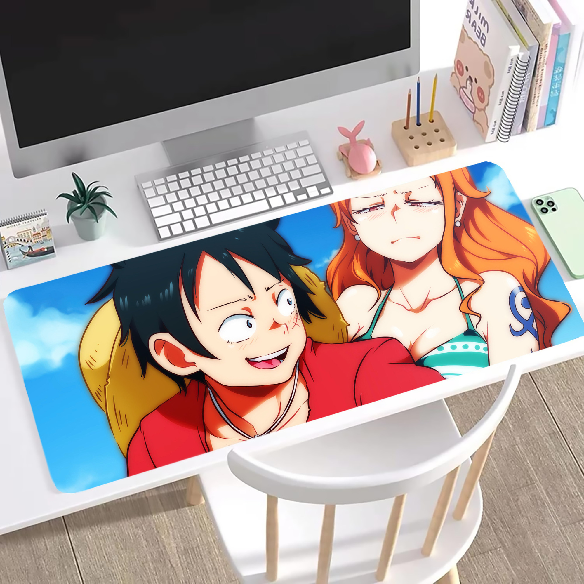ワンピース ONE PIECE ステッチ加工 大判デスクマット／滑り止めマウスパッド