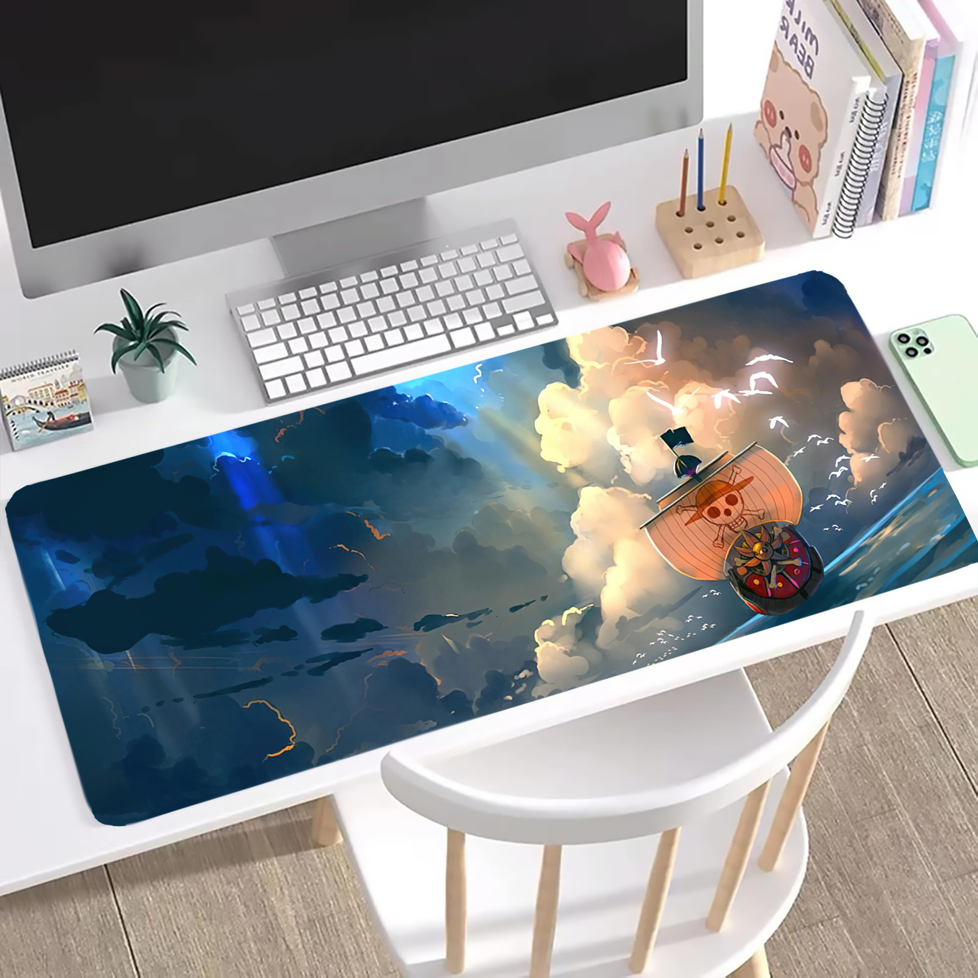 ワンピース ONE PIECE ステッチ加工 大判デスクマット／滑り止めマウスパッド