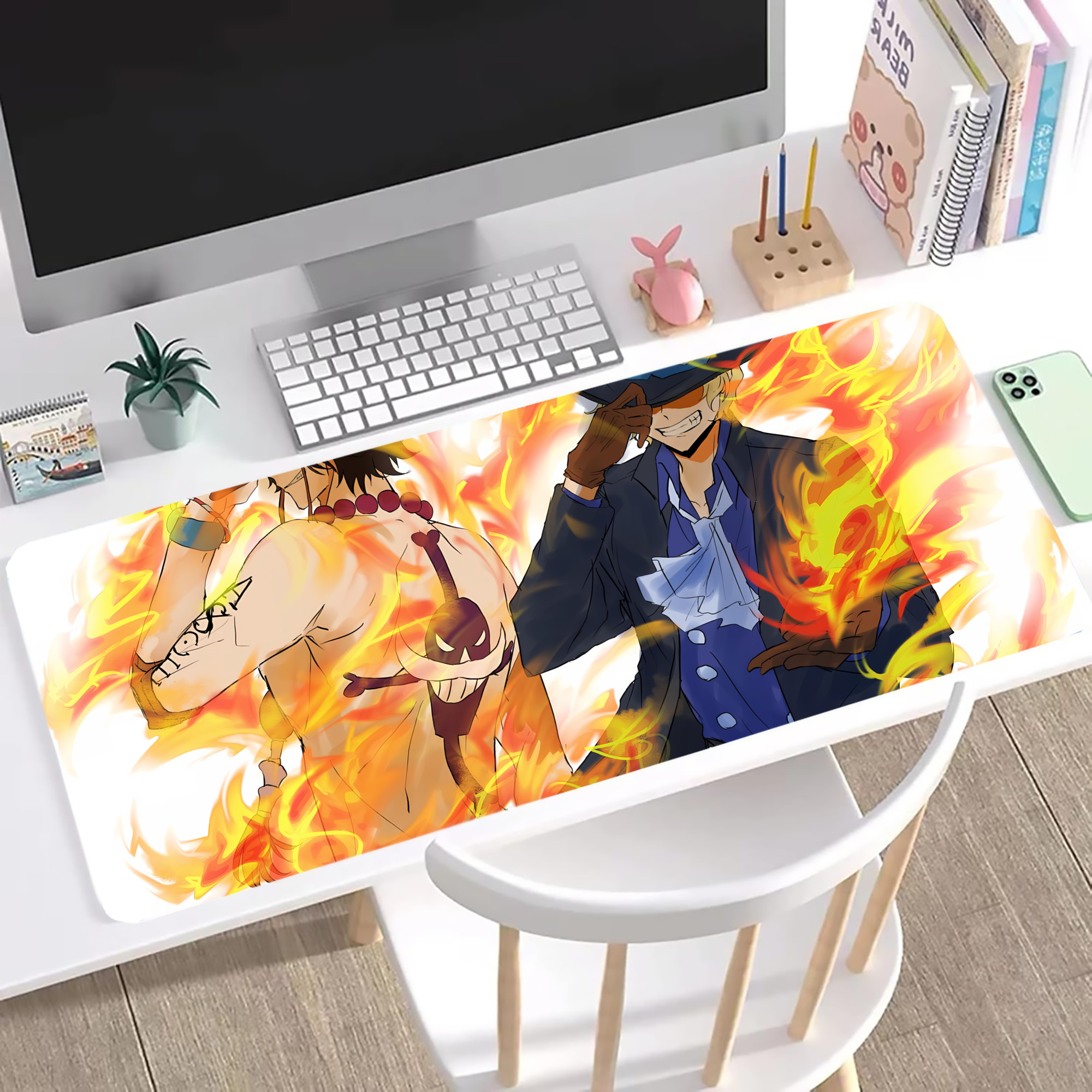 ワンピース ONE PIECE ステッチ加工 大判デスクマット／滑り止めマウスパッド