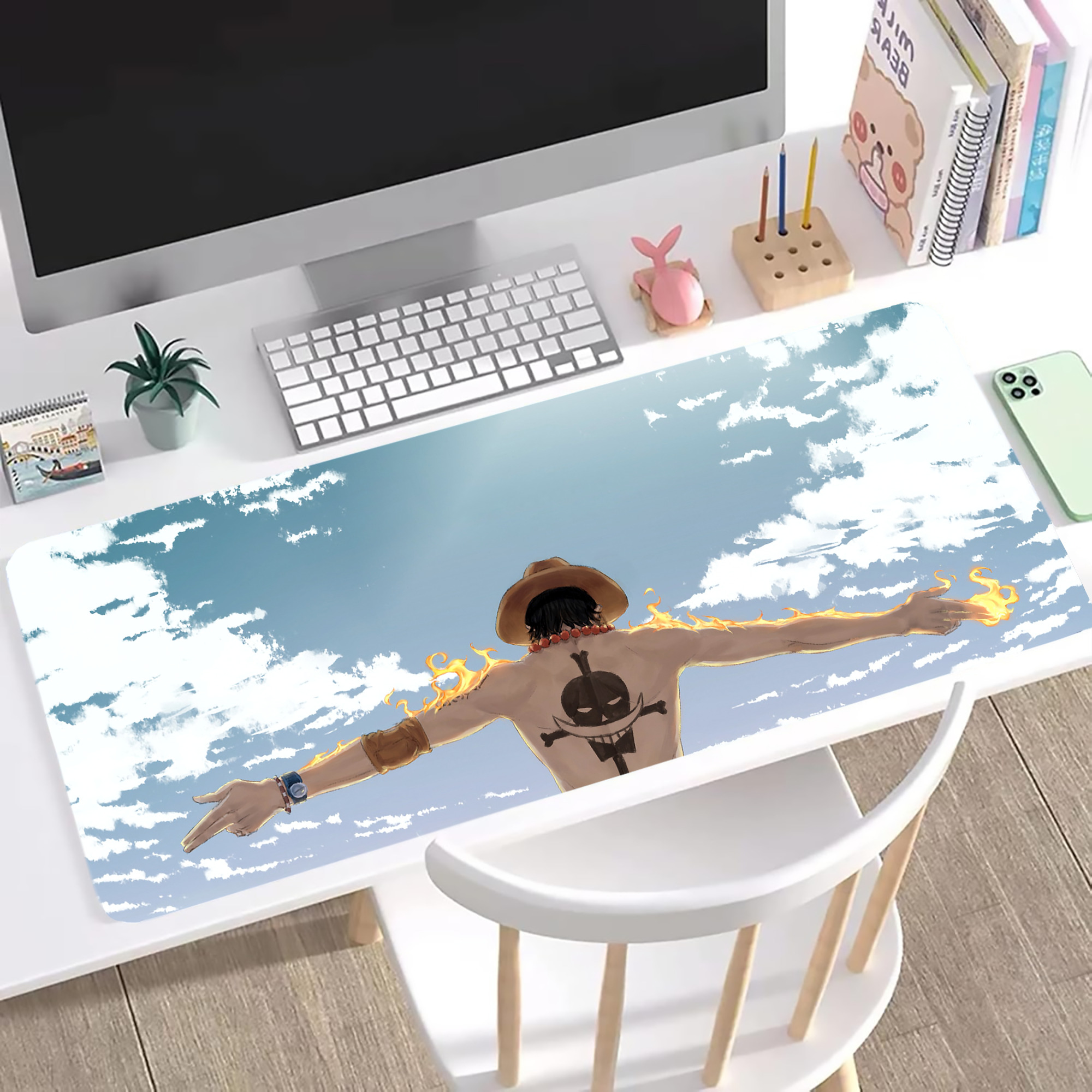 ワンピース ONE PIECE ステッチ加工 大判デスクマット／滑り止めマウスパッド