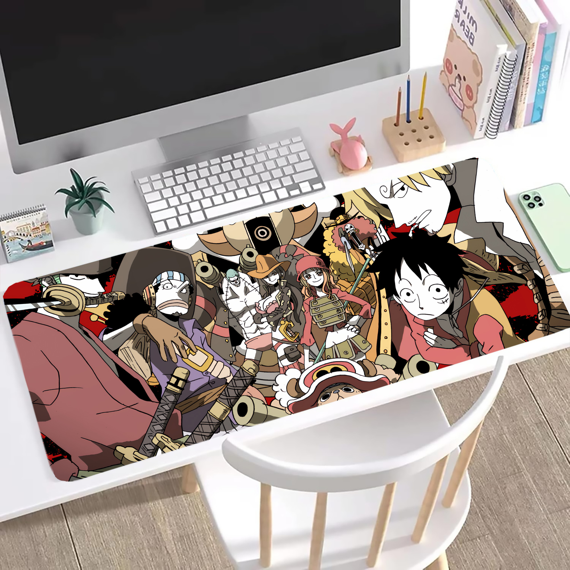 ワンピース ONE PIECE ステッチ加工 大判デスクマット／滑り止めマウスパッド
