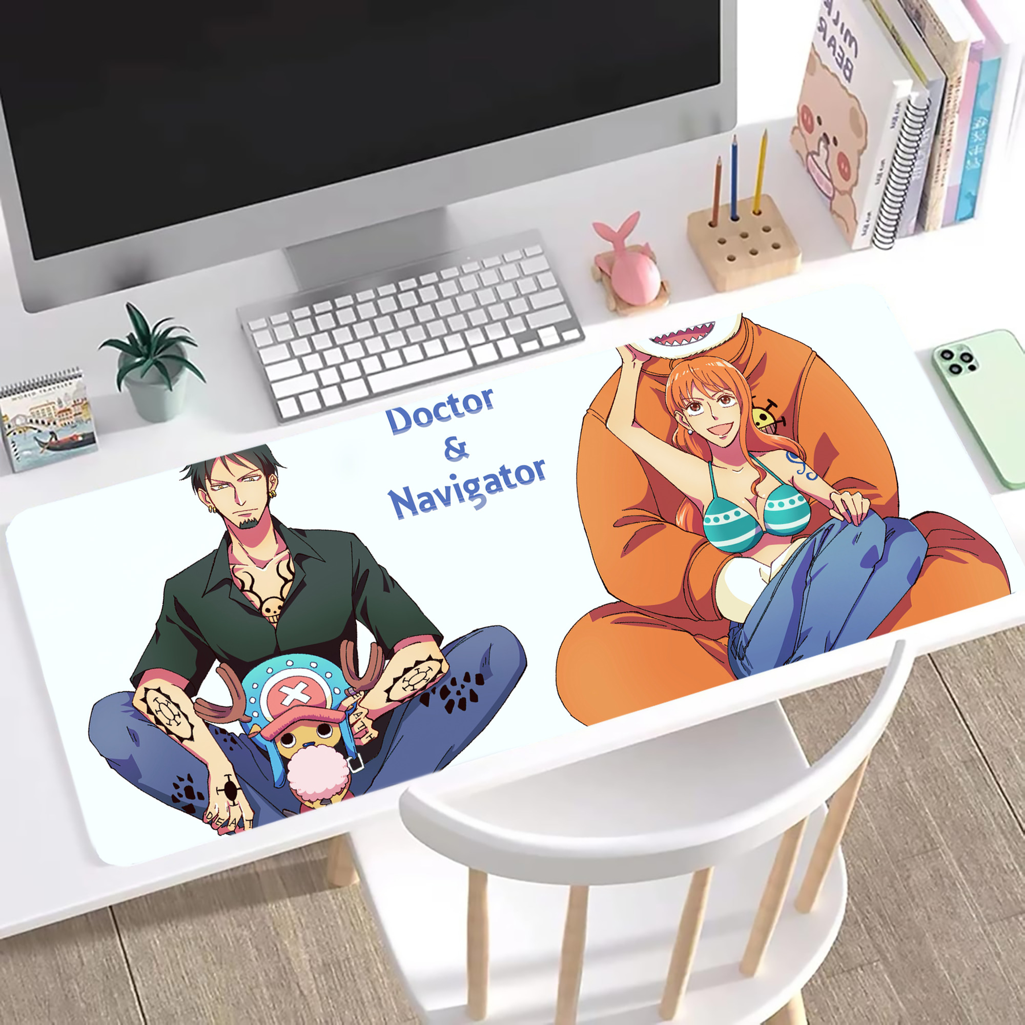 ワンピース ONE PIECE ステッチ加工 大判デスクマット／滑り止めマウスパッド