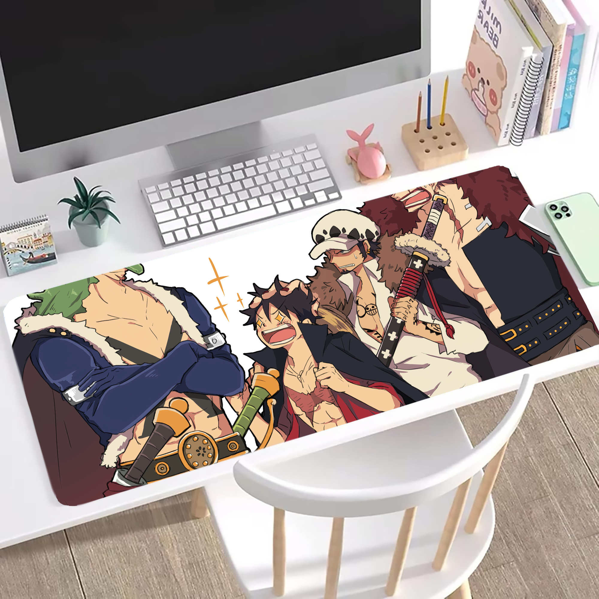 ワンピース ONE PIECE ステッチ加工 大判デスクマット／滑り止めマウスパッド